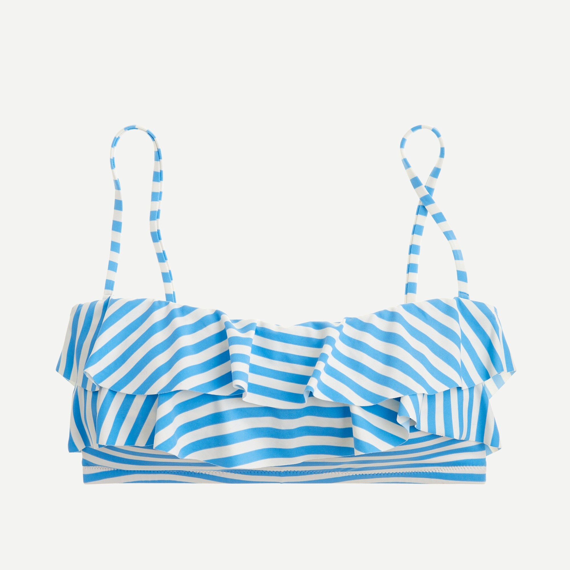 white ruffle bandeau bikini top