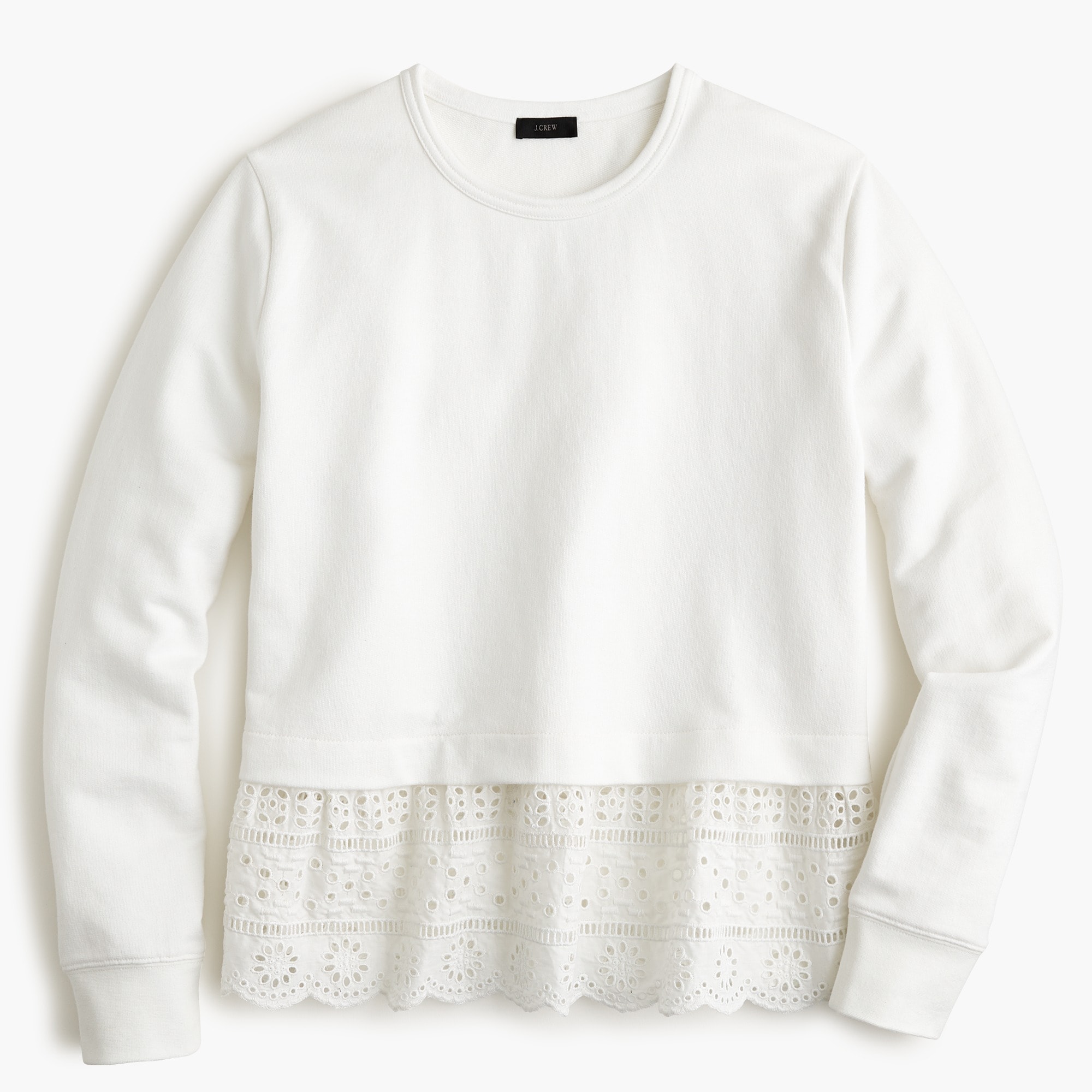 Eyelet hem Sweatshirt For Women J.Crew