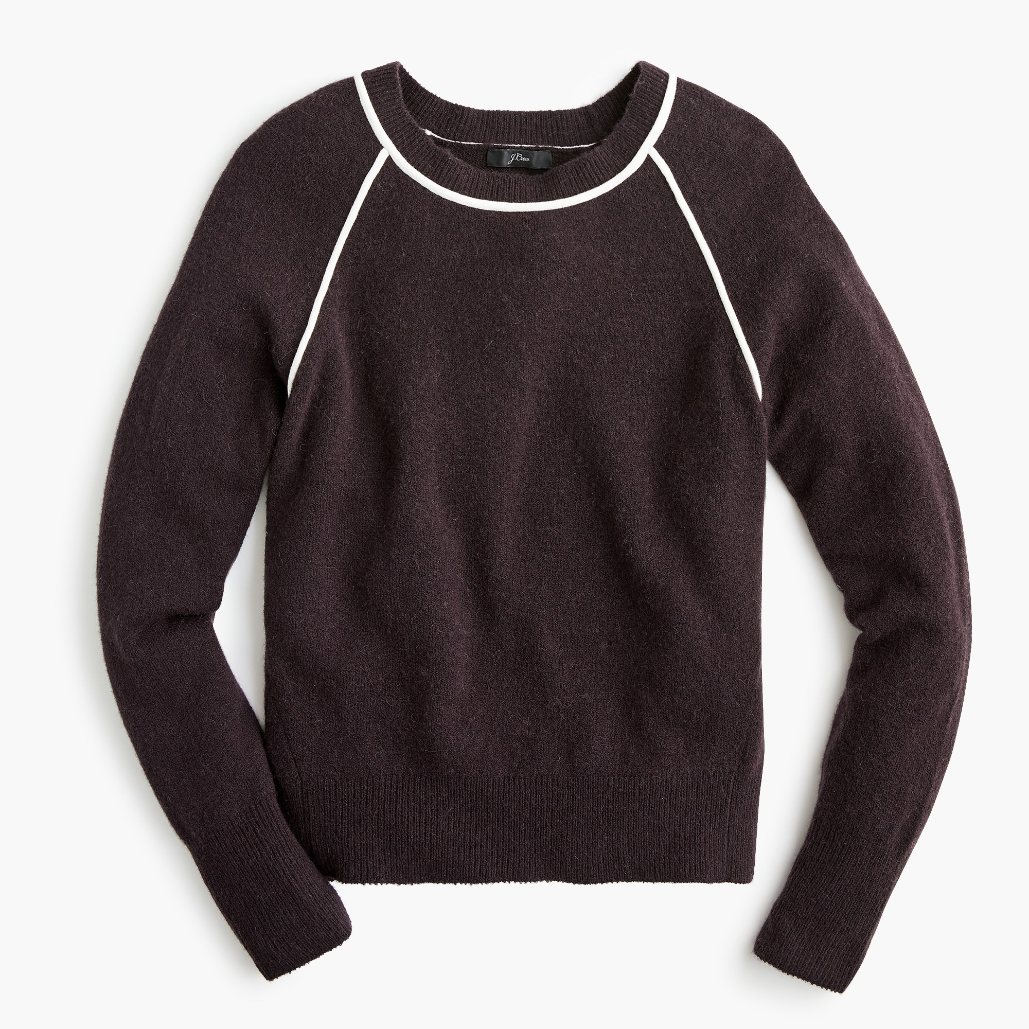 J Crew Tipped Raglan Sleeve Sweater In Supersoft Yarn