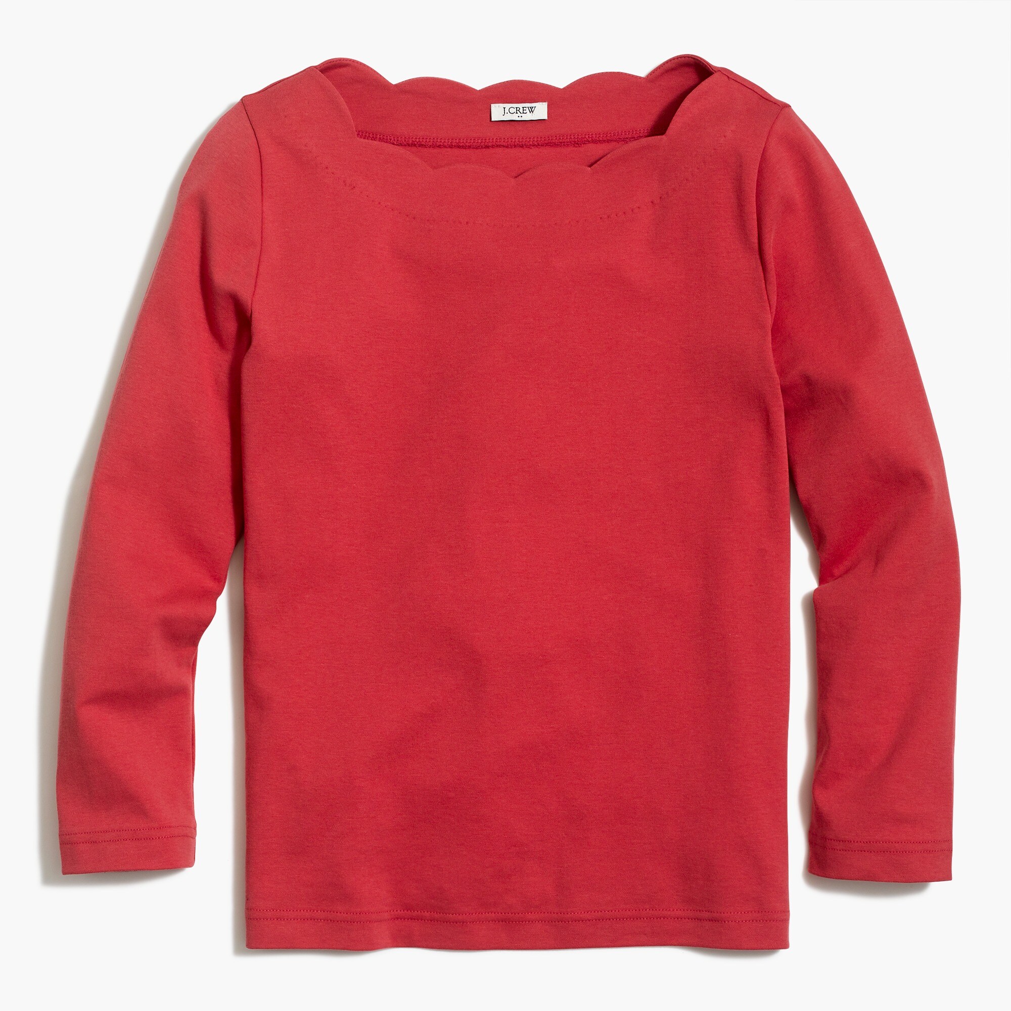 Long-sleeve scalloped tee