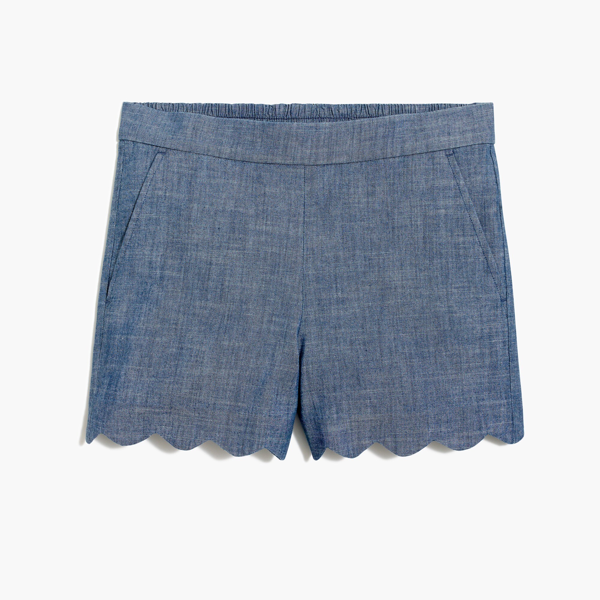 4" chambray scalloped hem short