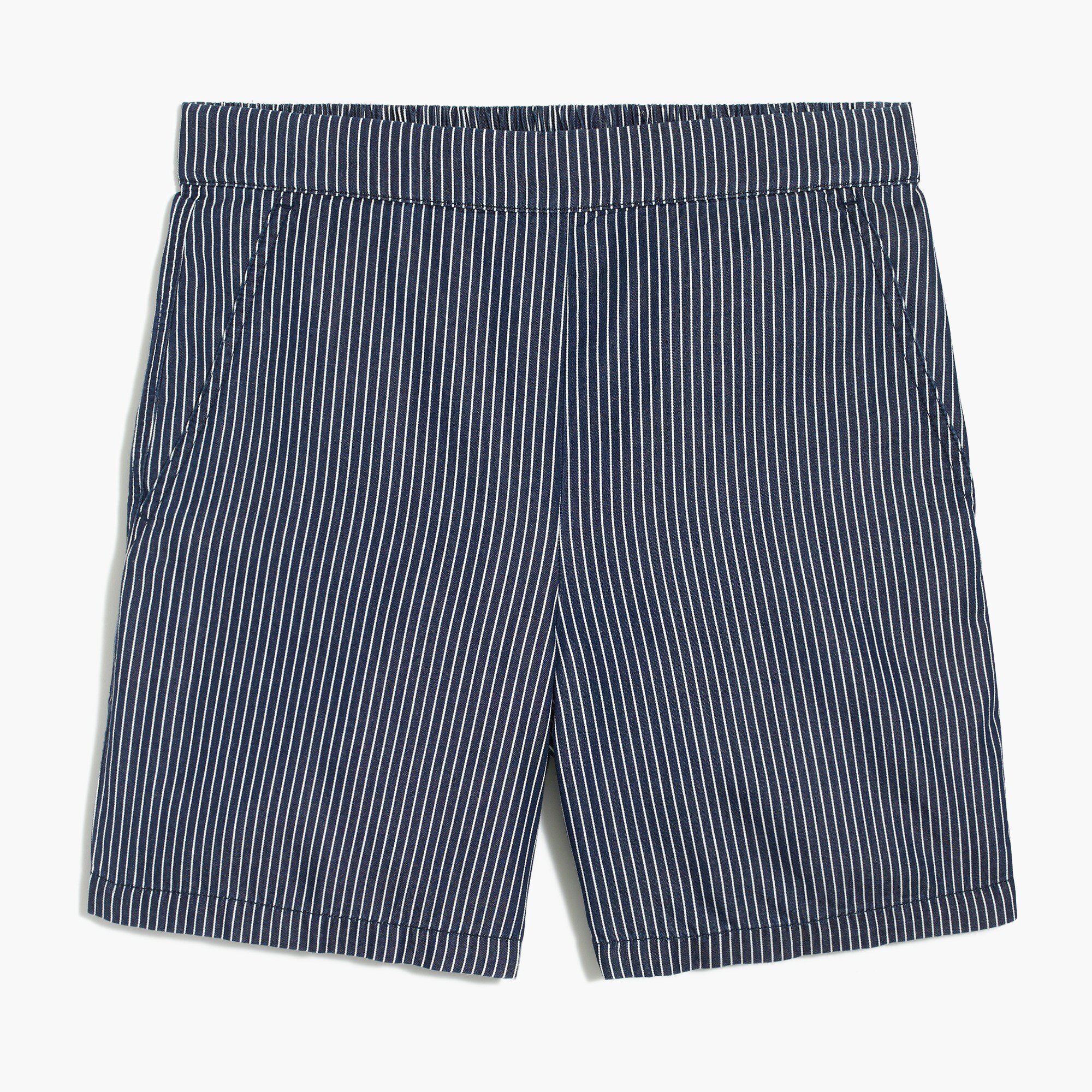 pull-on utility short in railroad stripe for women