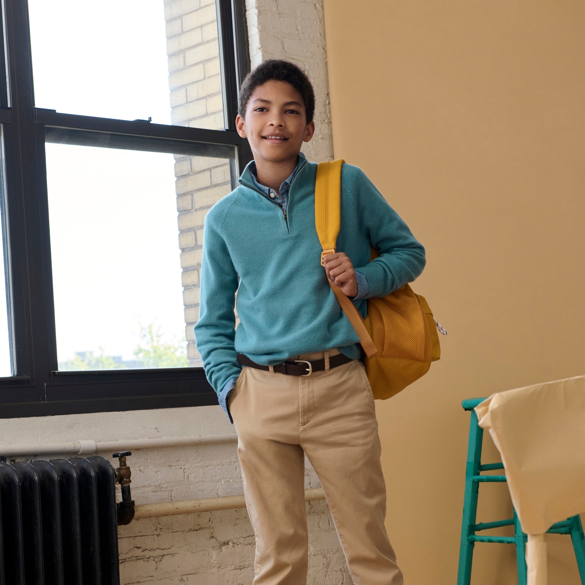 Boys' long-sleeve chambray shirt