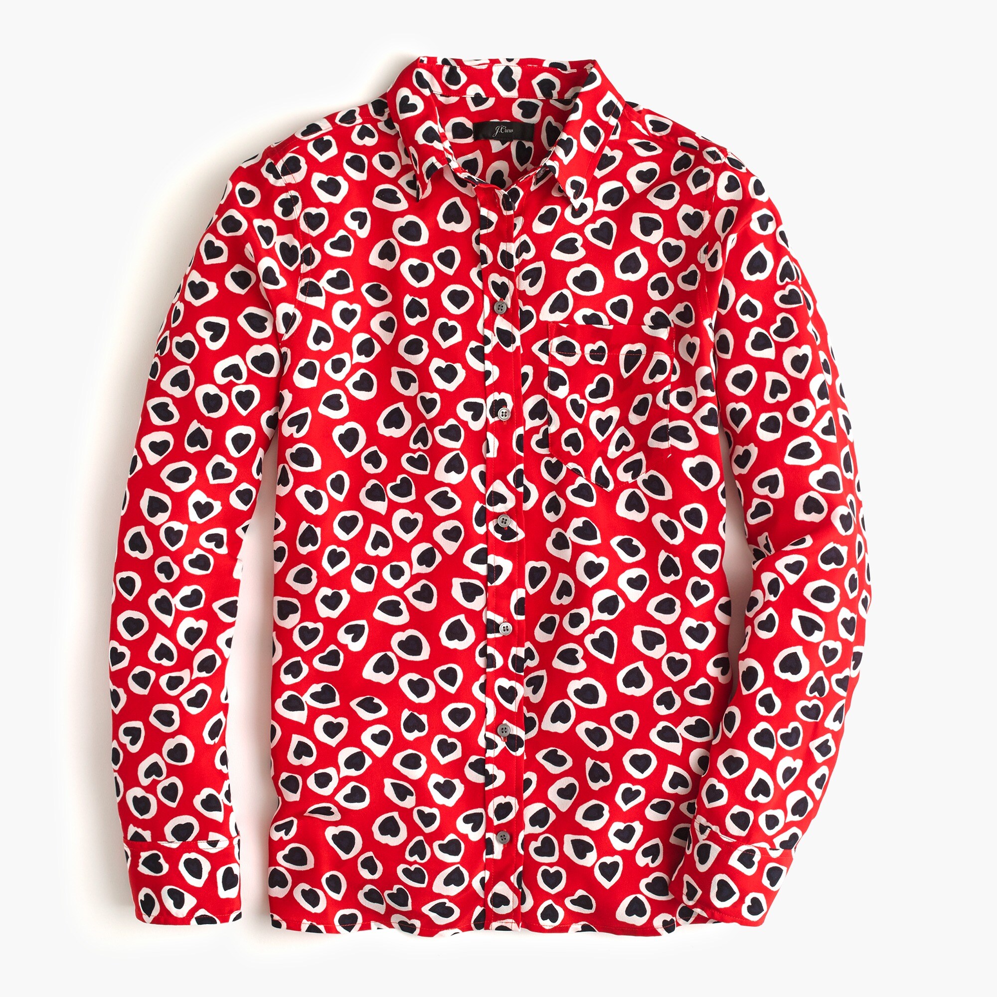 Classic-fit boy shirt in silk heart print