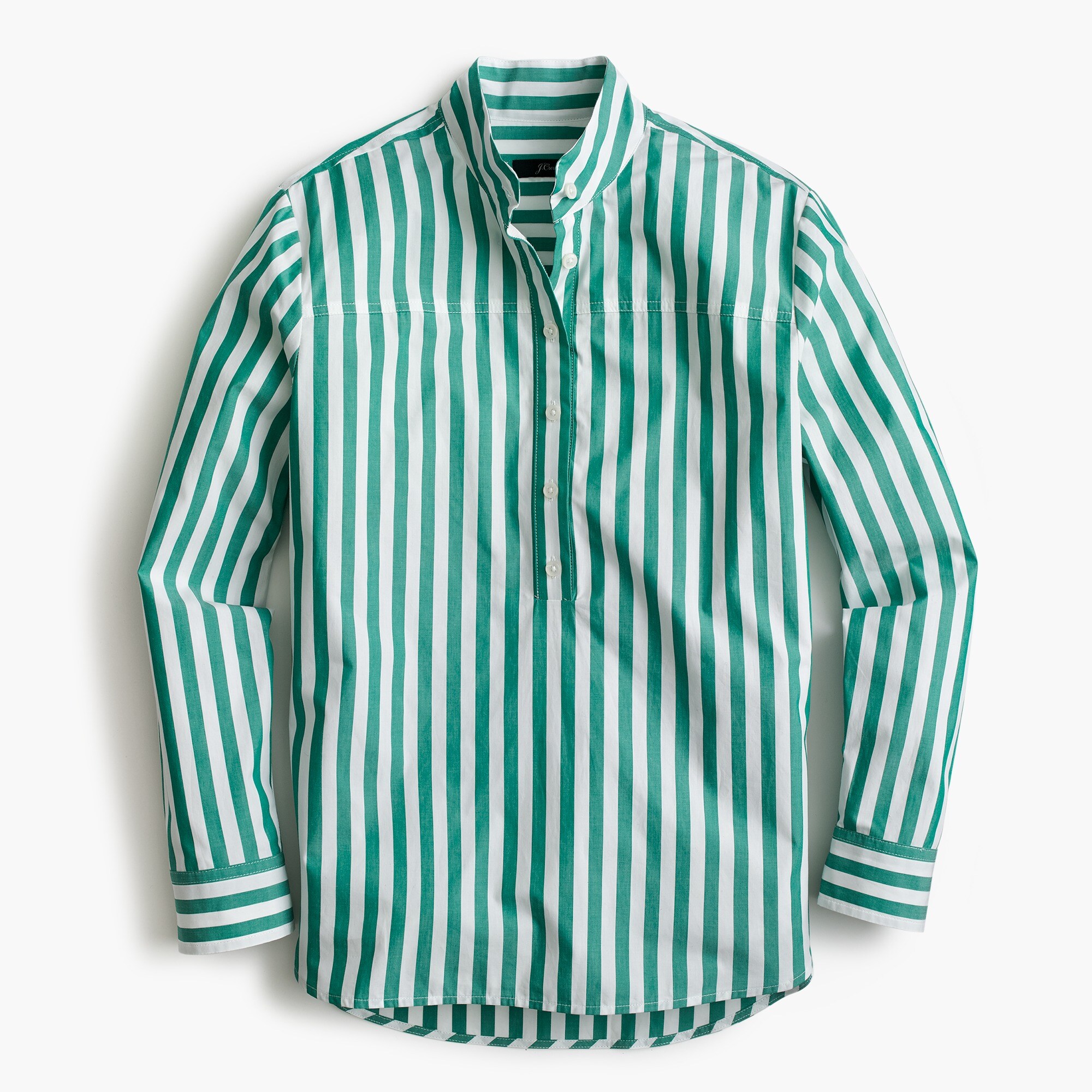Band-collar popover tunic in bold stripe