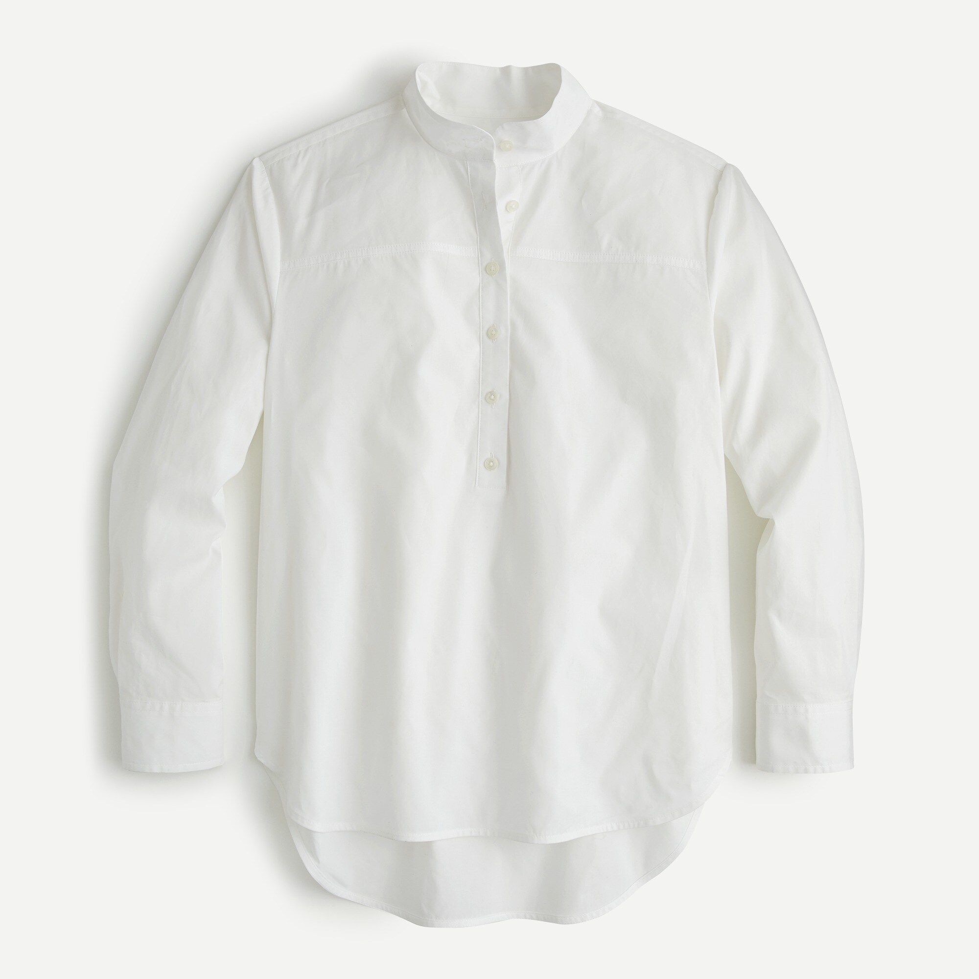 Band-collar popover tunic in cotton poplin