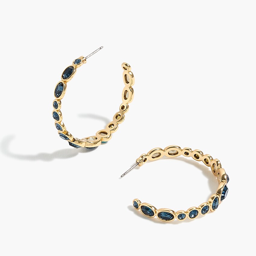 j.crew: colorful stone hoop earrings for women, right side, view zoomed