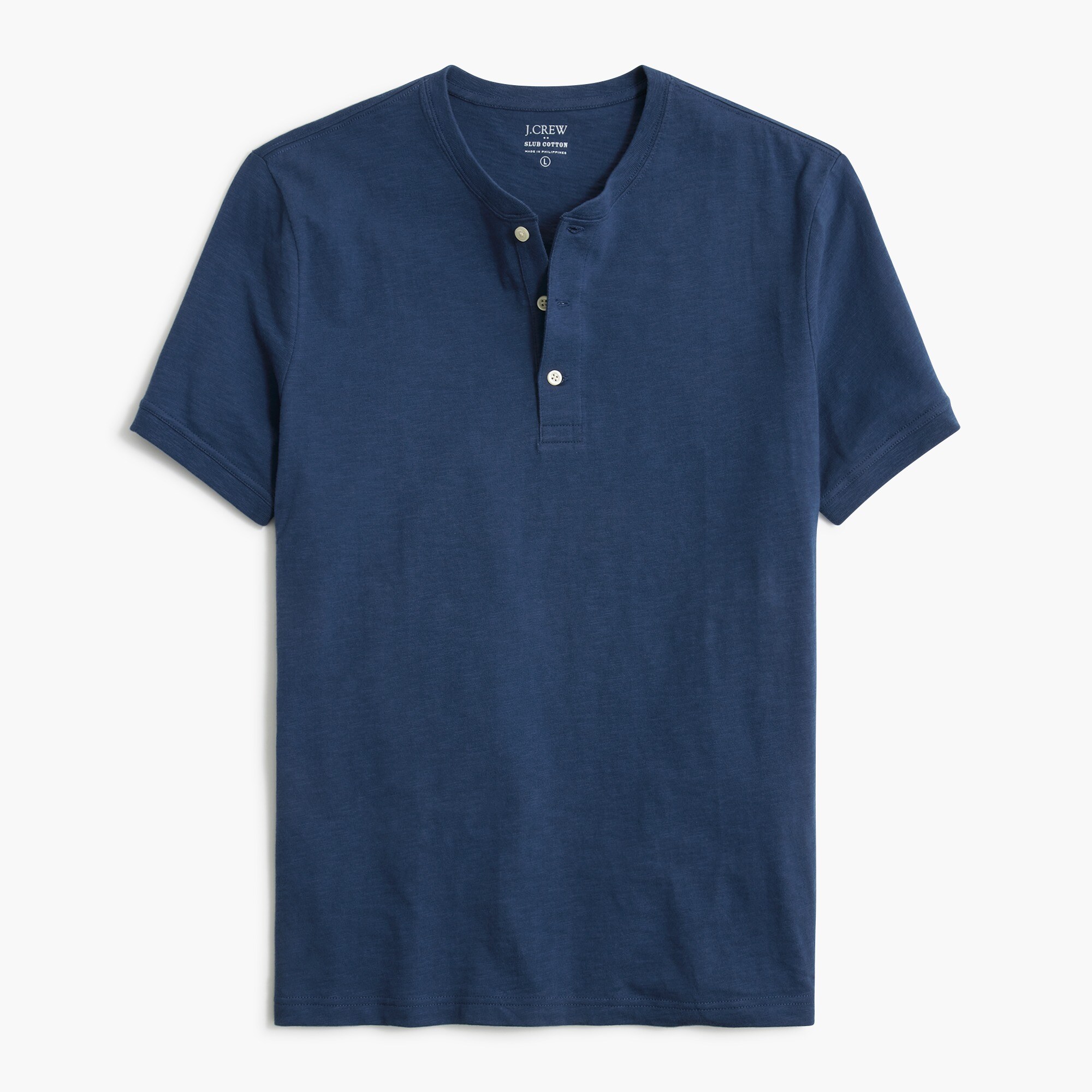 short-sleeve henley in slub cotton for men