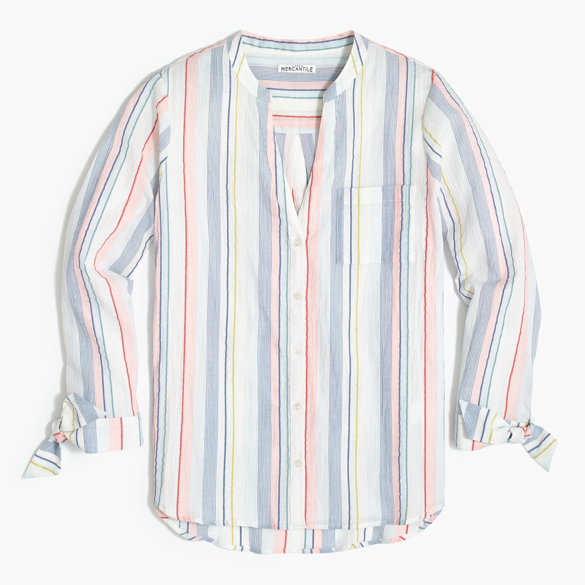 tie-sleeve button-up shirt for women