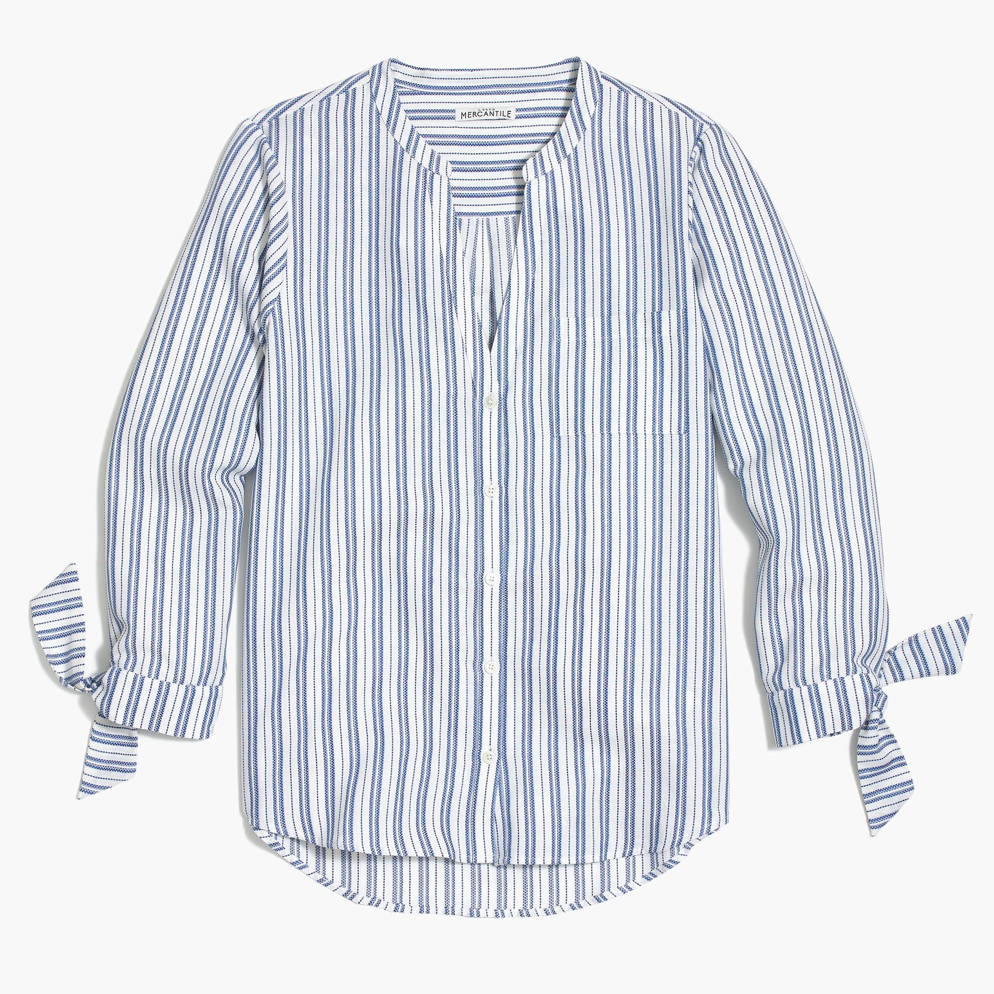 Tie-sleeve button-up shirt