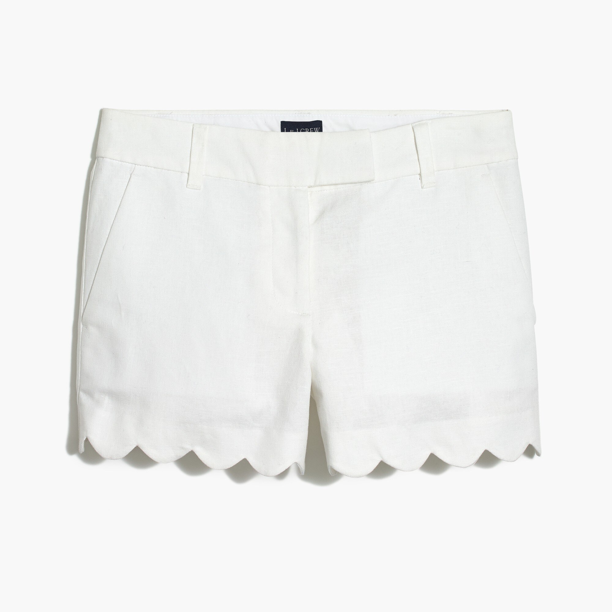 J Crew Factory 4 Linen Cotton Scalloped Hem Short For Women
