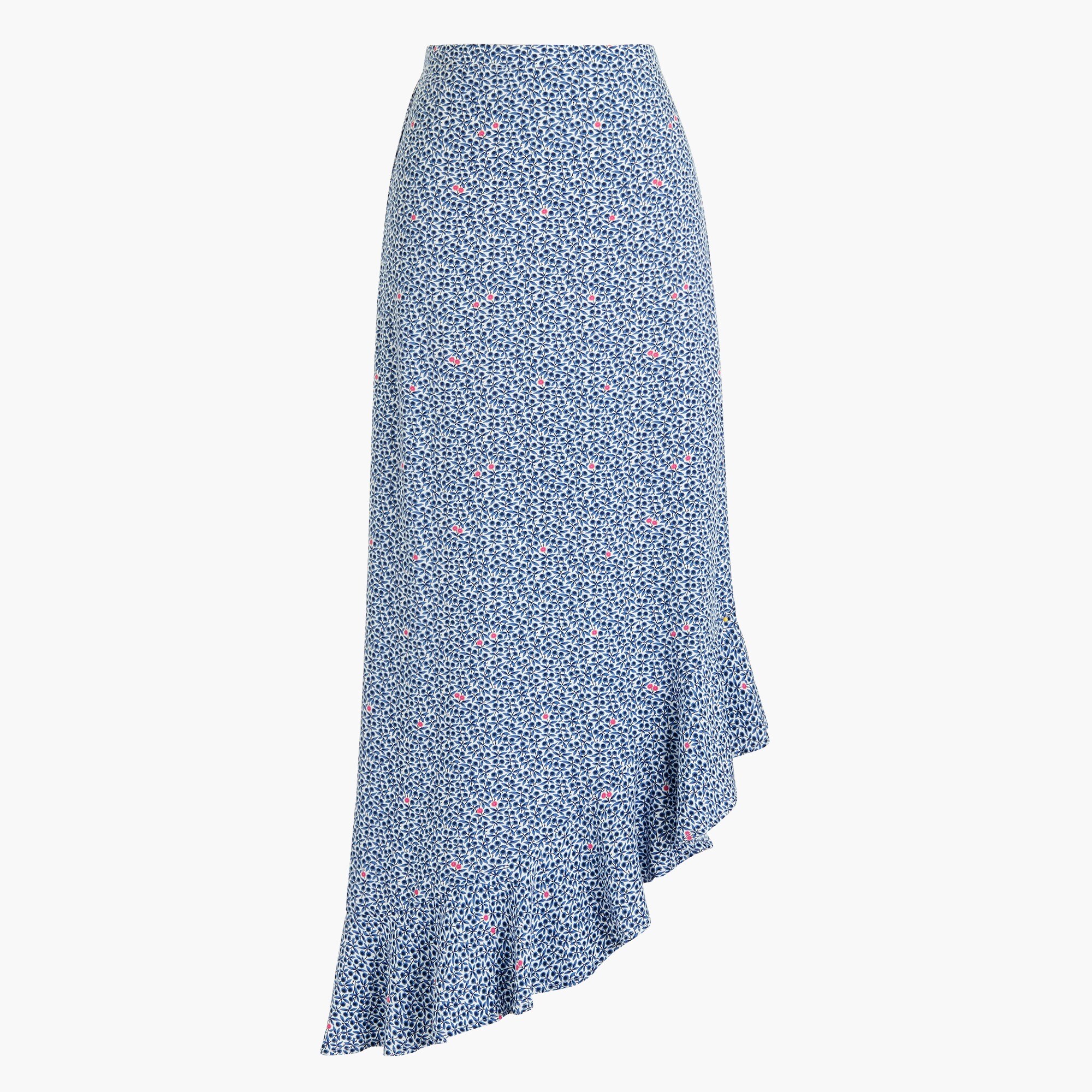 asymmetrical ruffle midi skirt for women