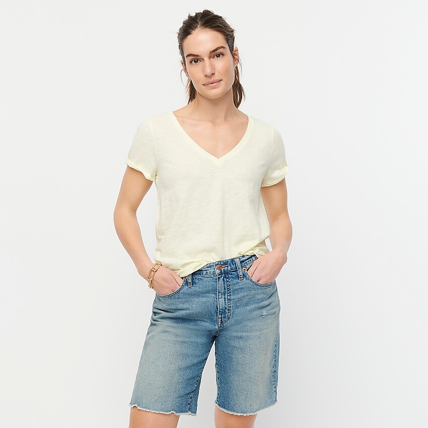 j.crew: vintage cotton v-neck t-shirt for women, right side, view zoomed