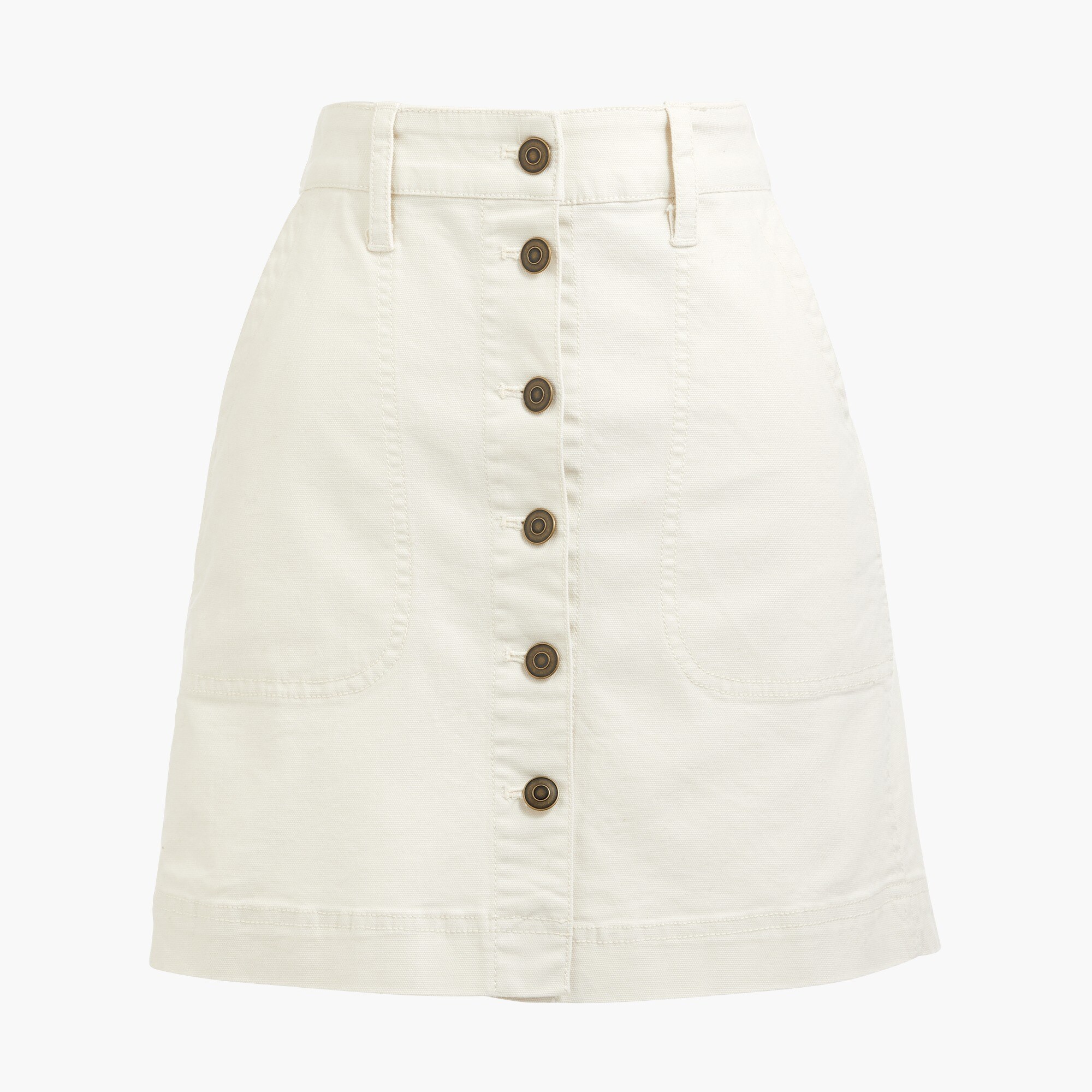 Canvas button-front skirt