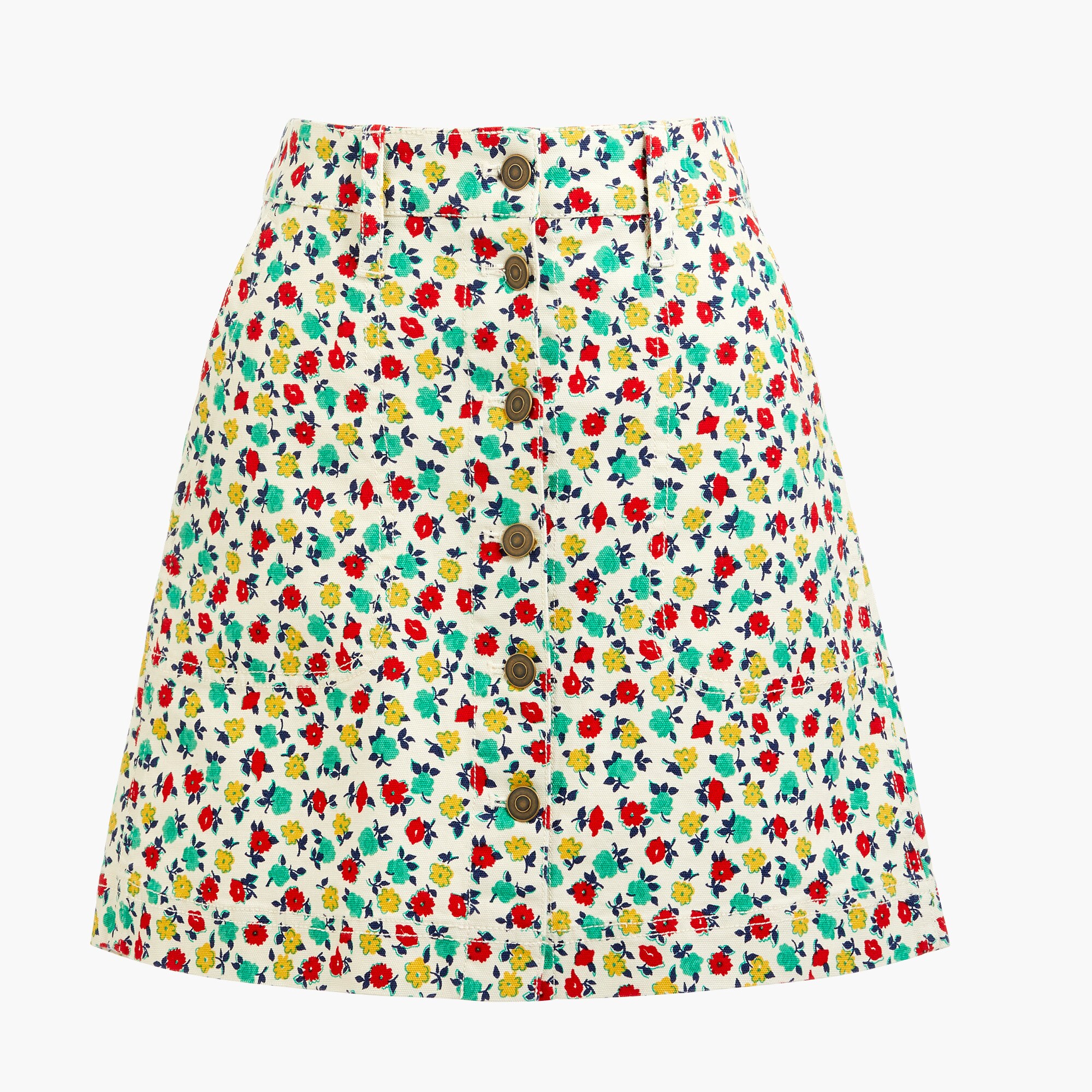 button-front mini skirt for women