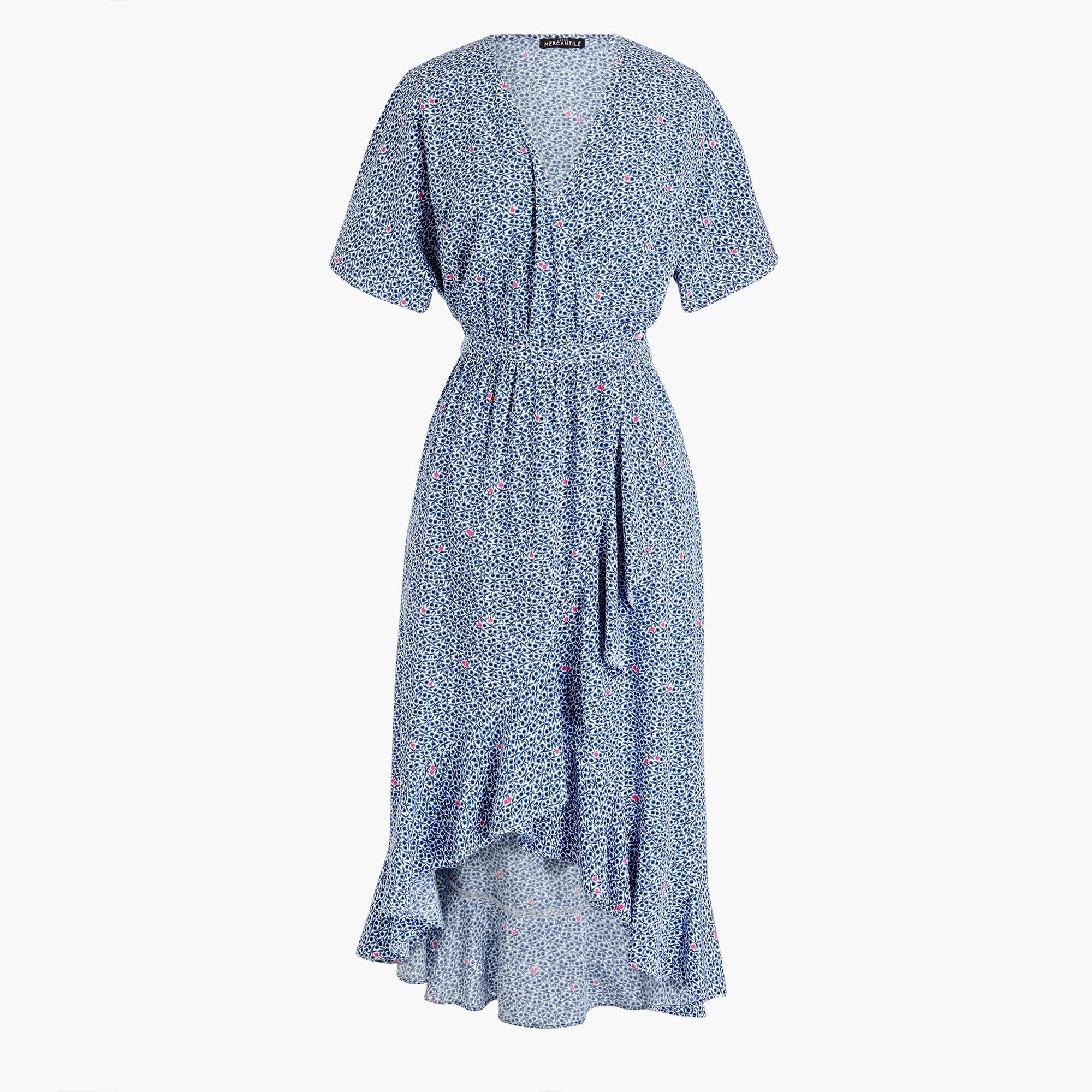 v-neck high-low ruffle-hem dress for women