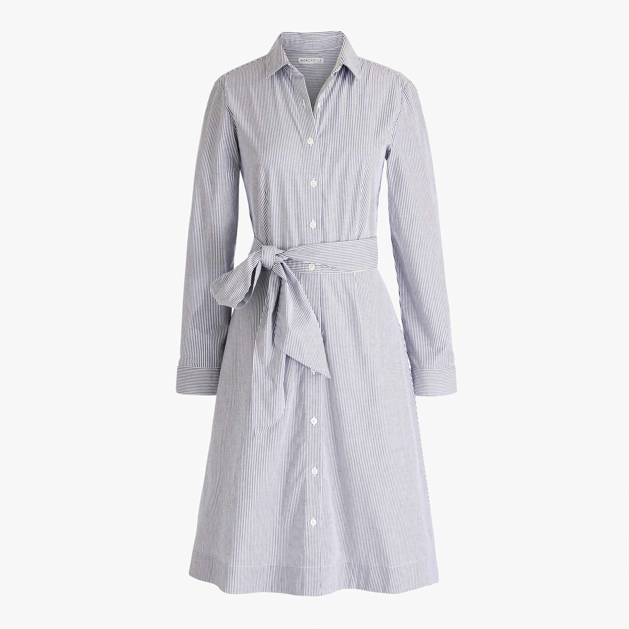 tie-waist shirt-dress in organic cotton poplin for women