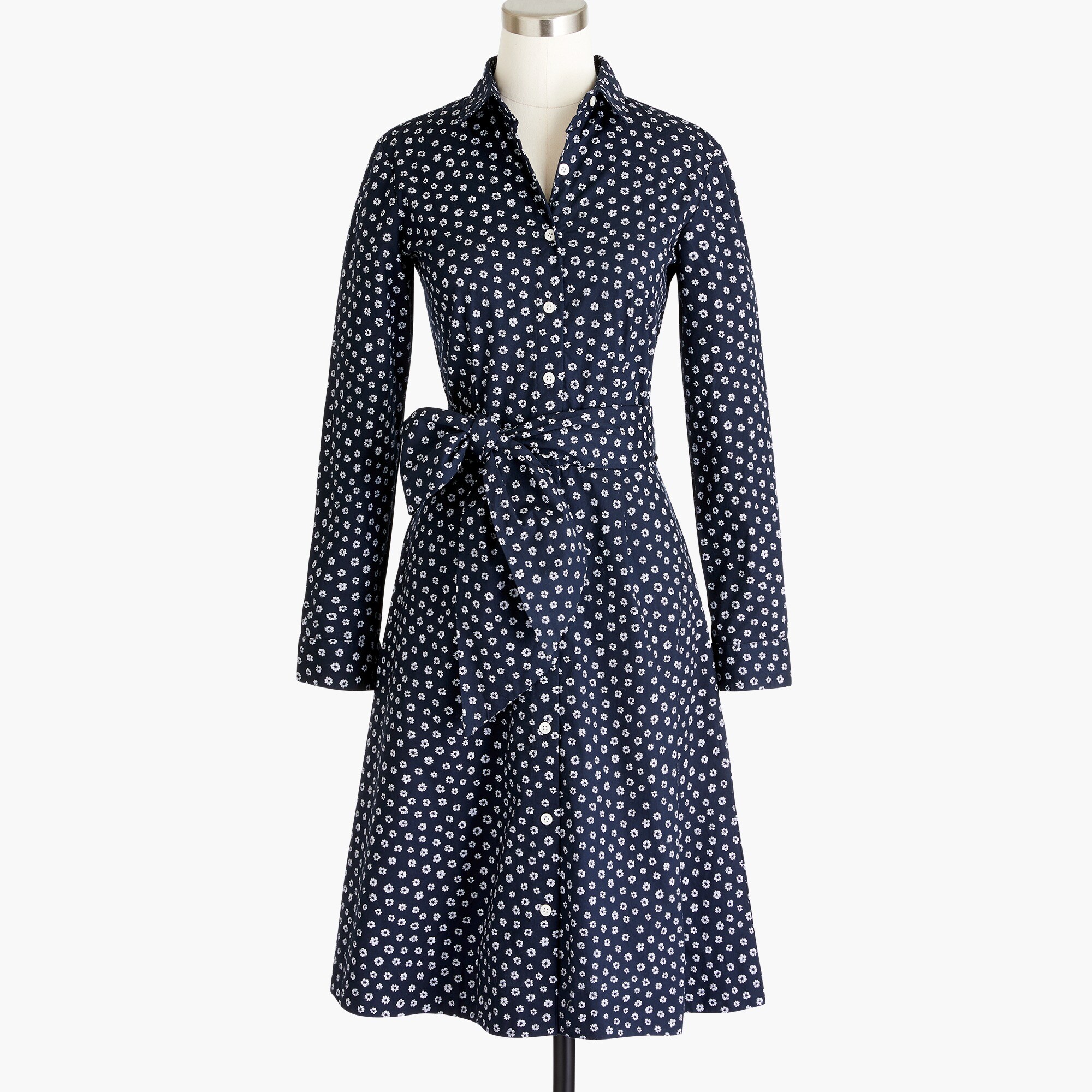 Tie-waist shirtdress in organic cotton poplin