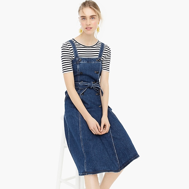 j.crew: button-front trench dress in stretch denim, right side, view zoomed