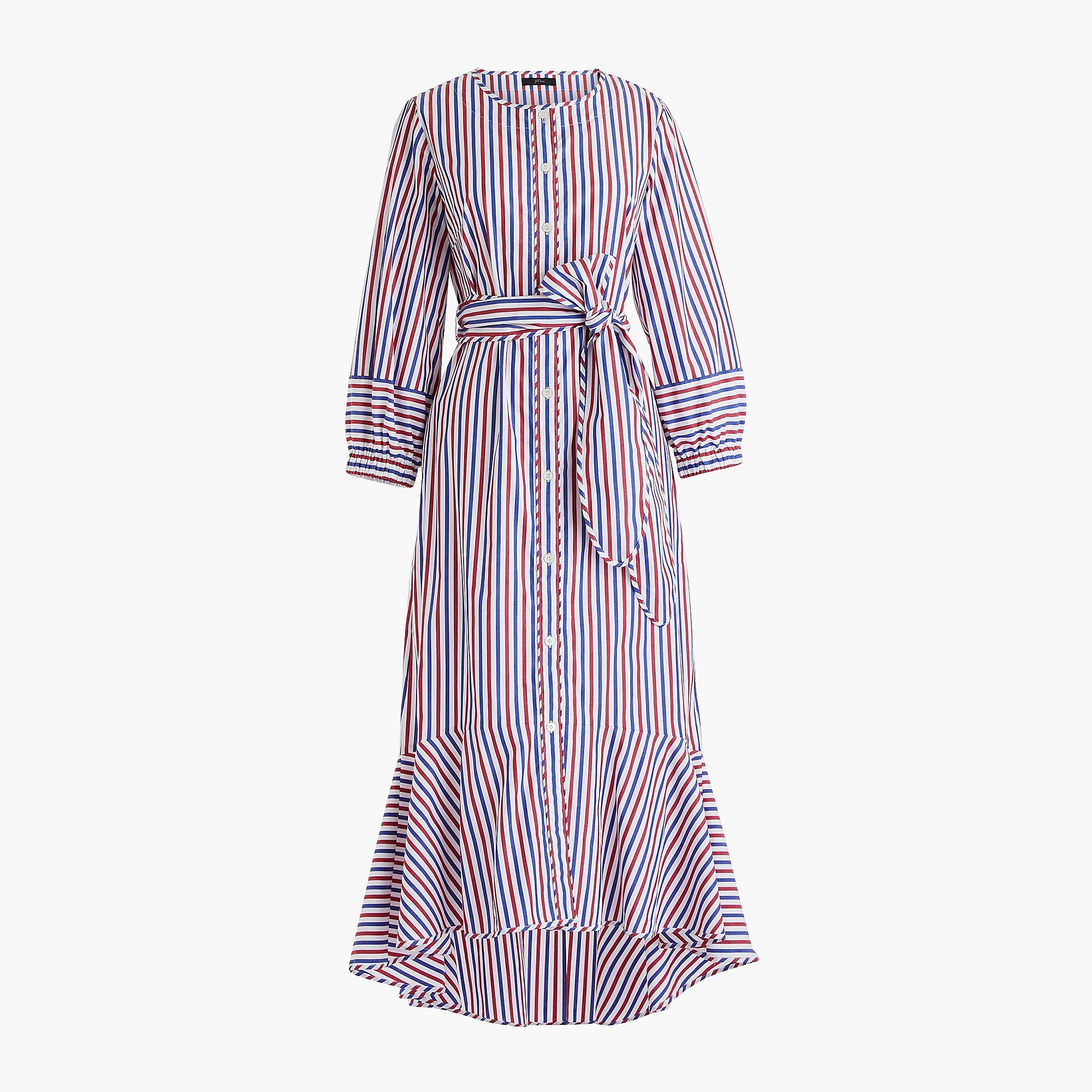 J.Crew: Belted Button-up Dress In Tipped Trifecta Stripe