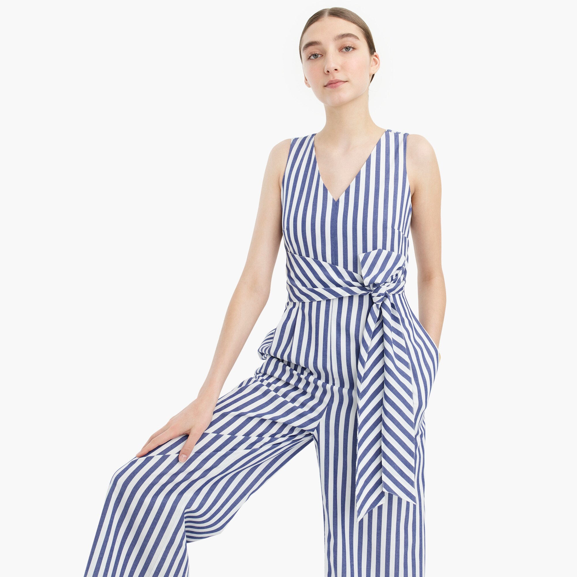 j crew wrap tie jumpsuit poplin