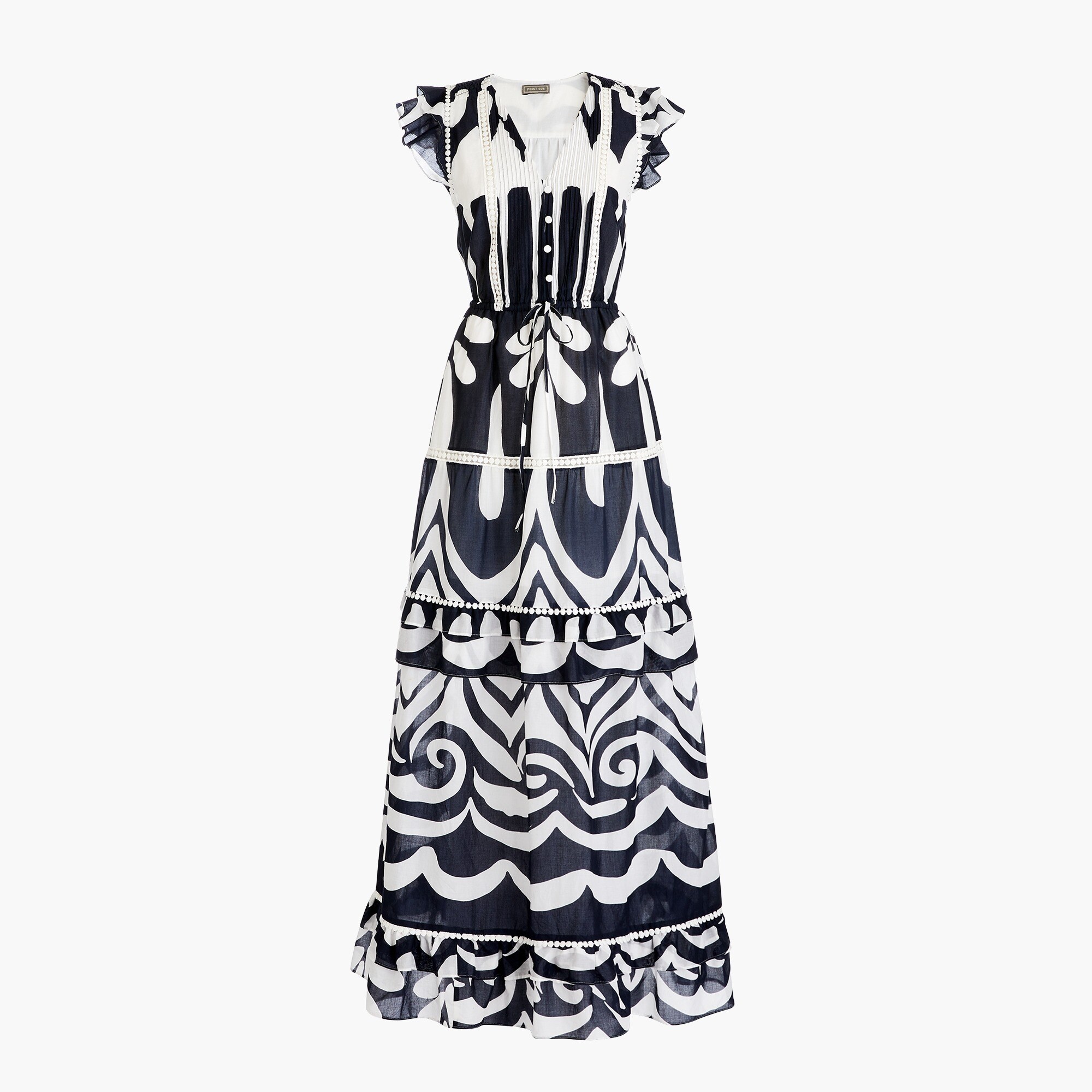 J.Crew Point Sur Flutter sleeve Maxi Dress In Ratti Wave Cotton Voile For Women