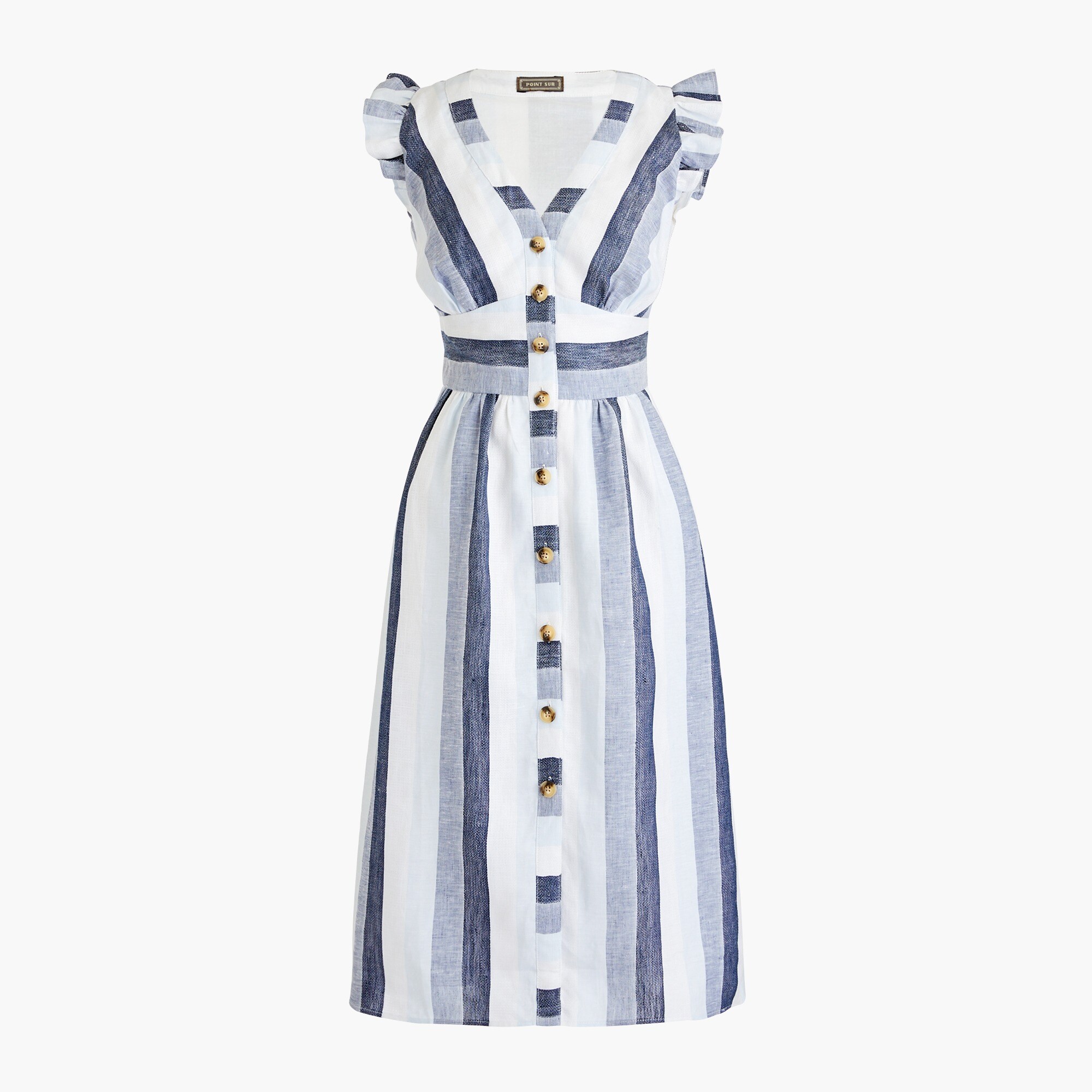 Button Front Linen Midi Dress
