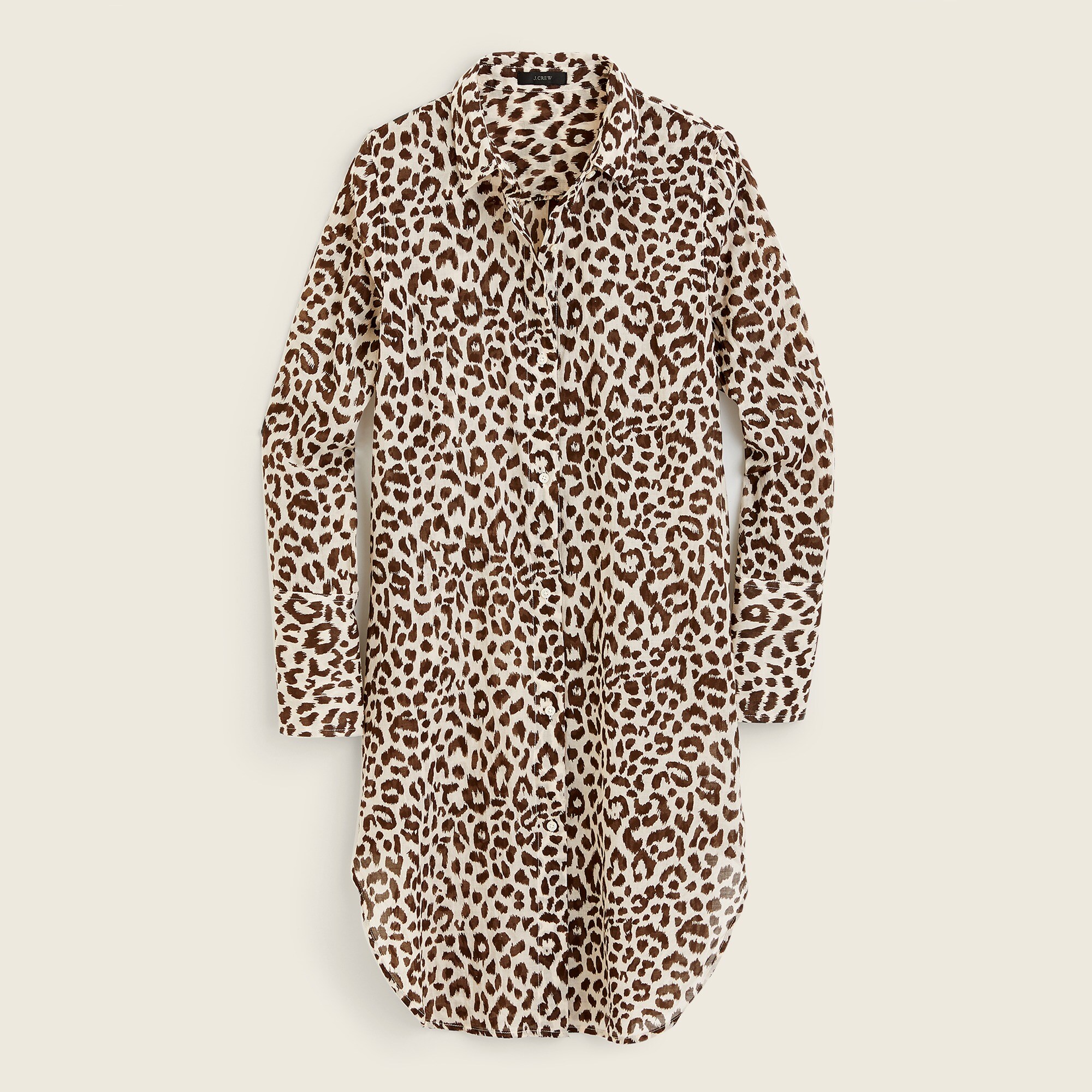 Cotton voile beach shirt in leopard print