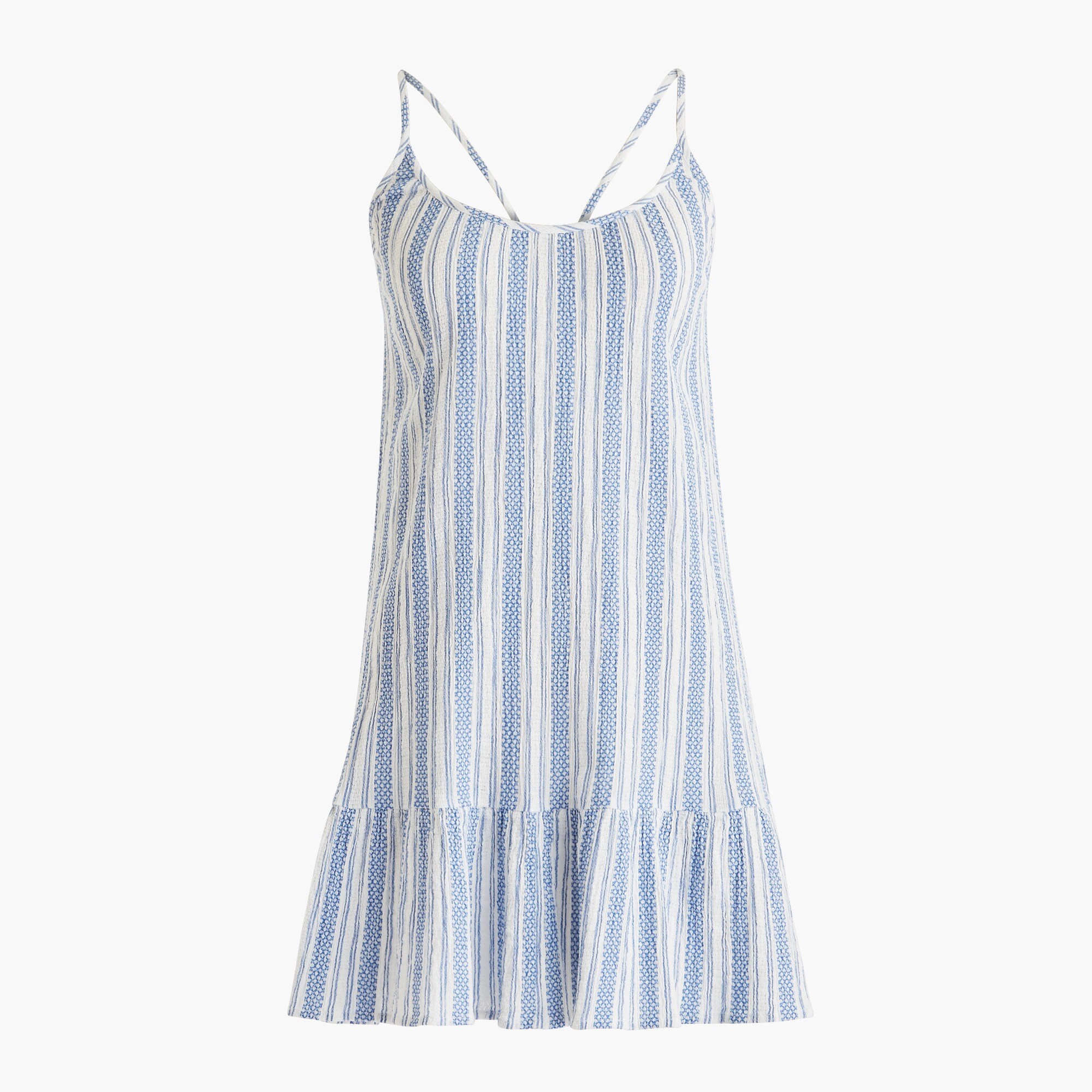 Jcrew Flounce Hem Mini Beach Dress In Textured Stripe