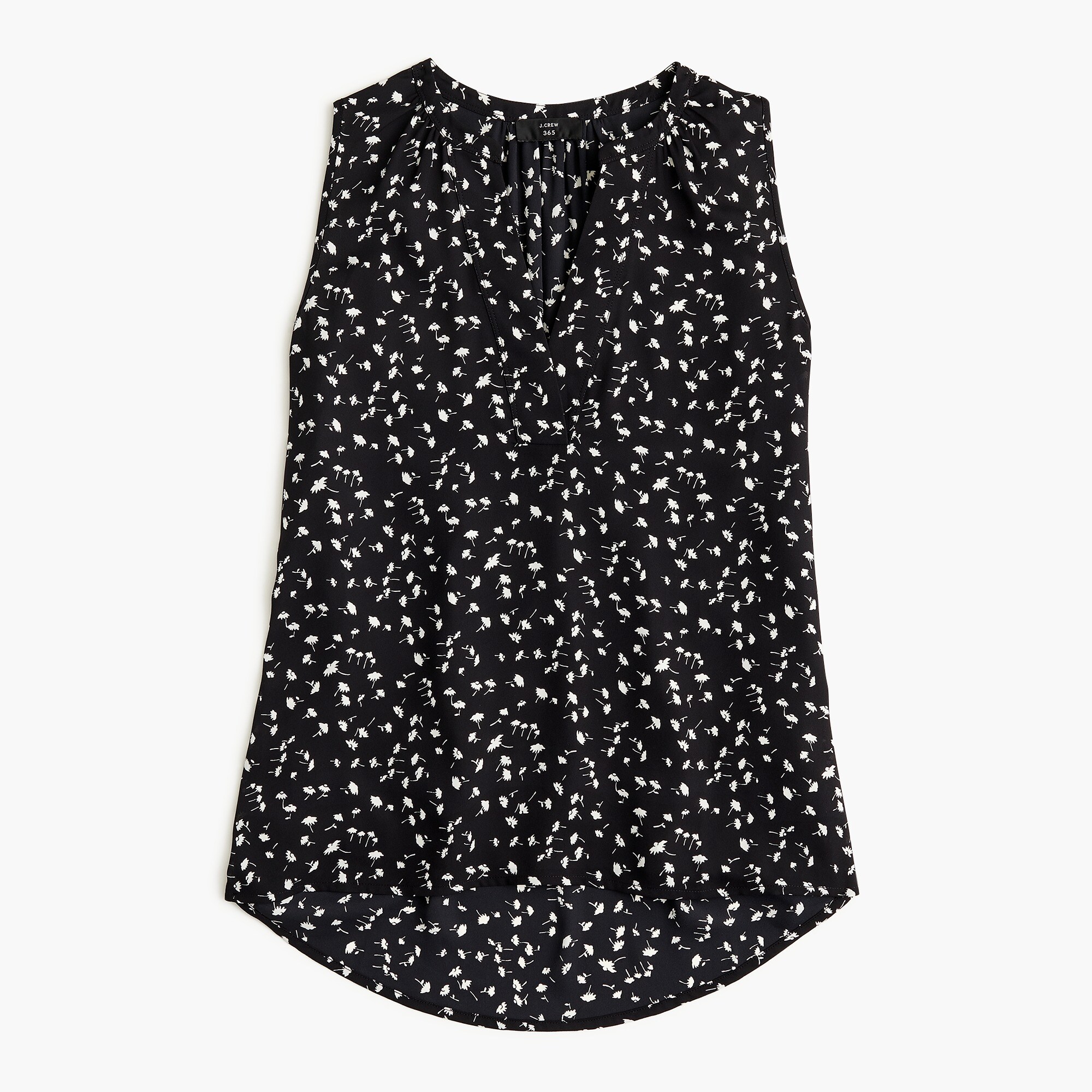  Sleeveless open V-neck top in falling daisies
