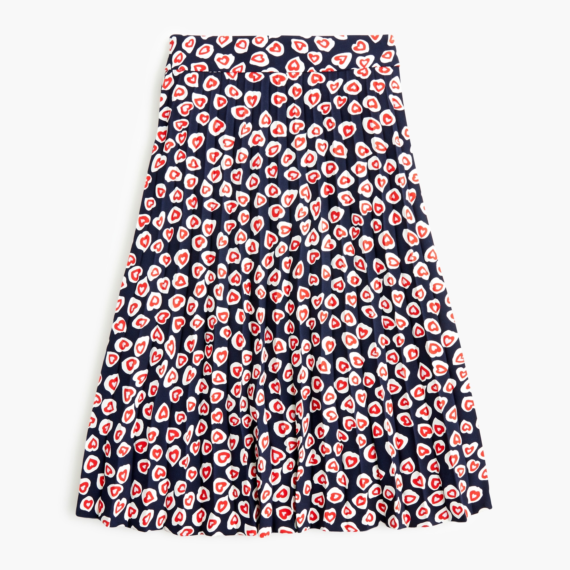 J Crew Pleated Skirt In 365 Crepe Heart Print For Women