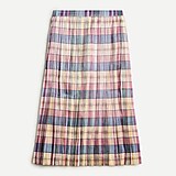 Pleated midi skirt in shimmering plaid