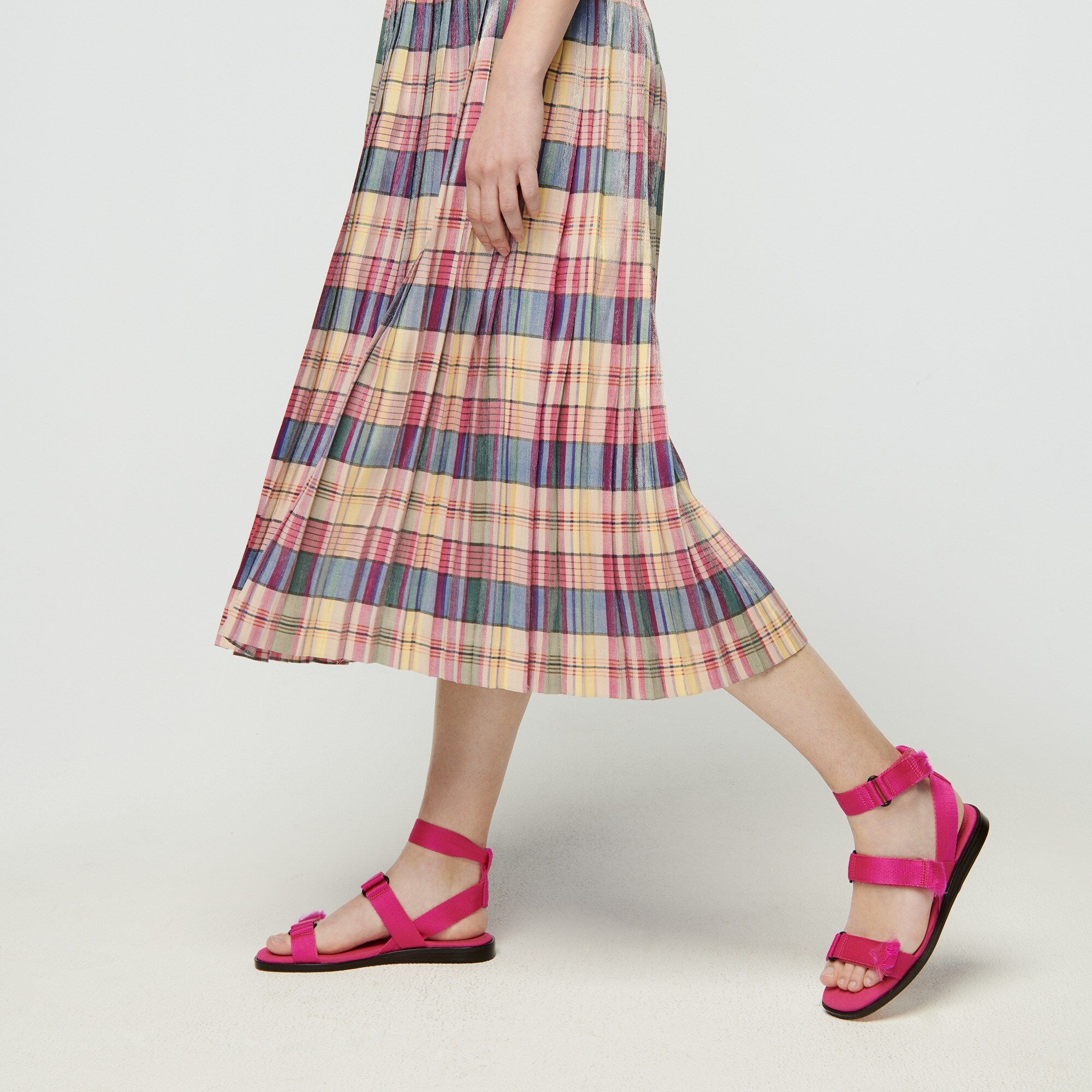 J Crew Pleated Midi Skirt In Shimmering Plaid For Women