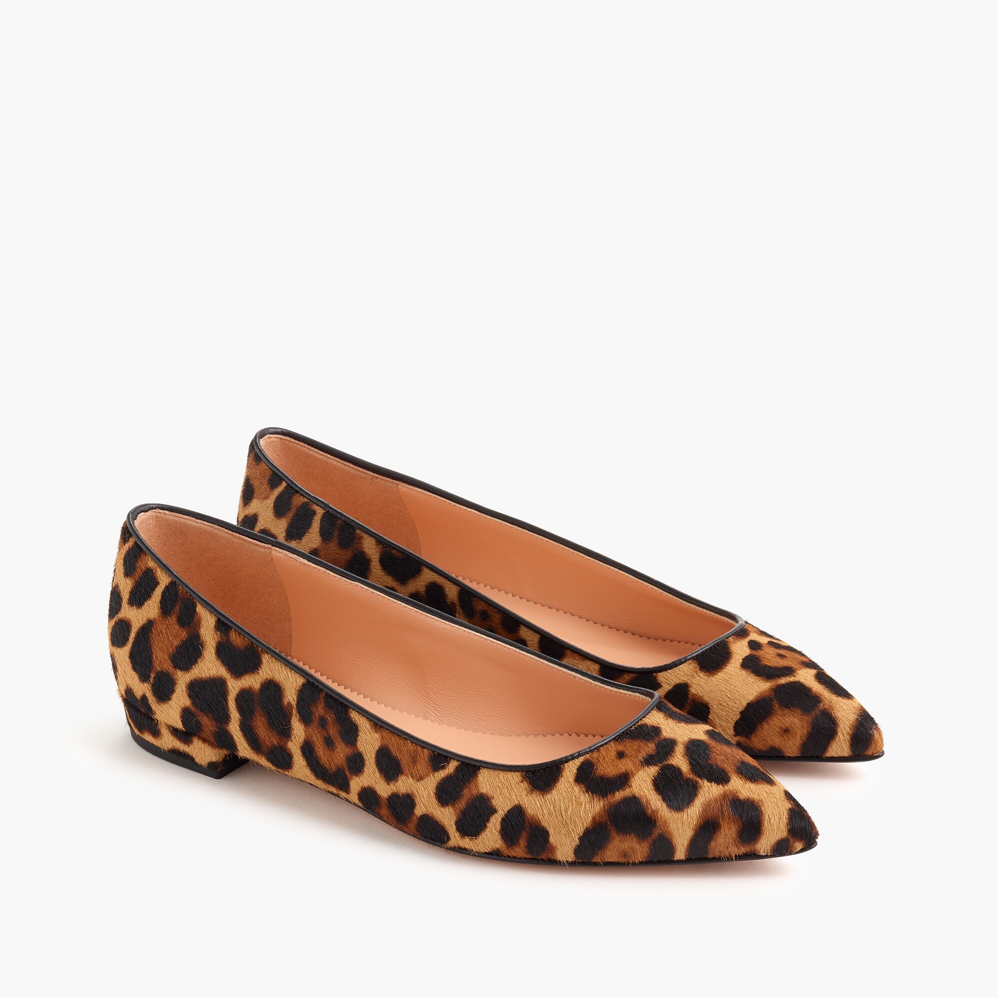 Pointed-toe flats in leopard calf hair