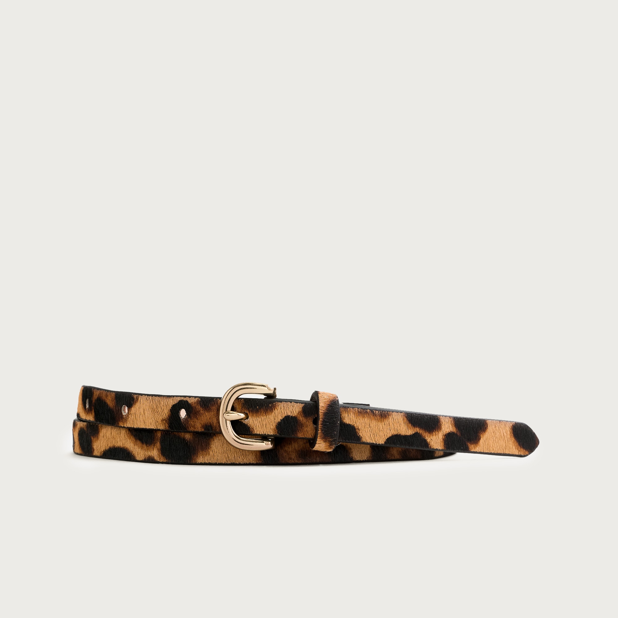 Skinny calf hair belt in leopard
