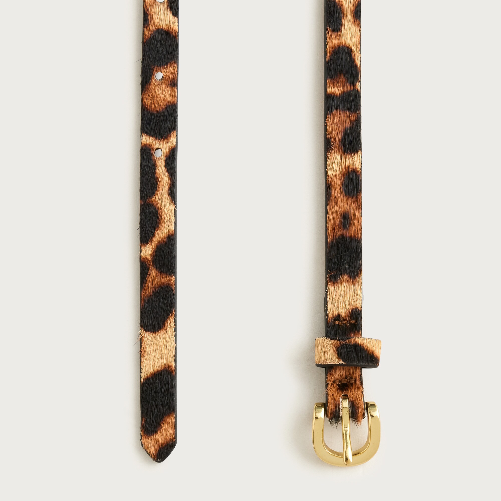 Skinny calf hair belt in leopard