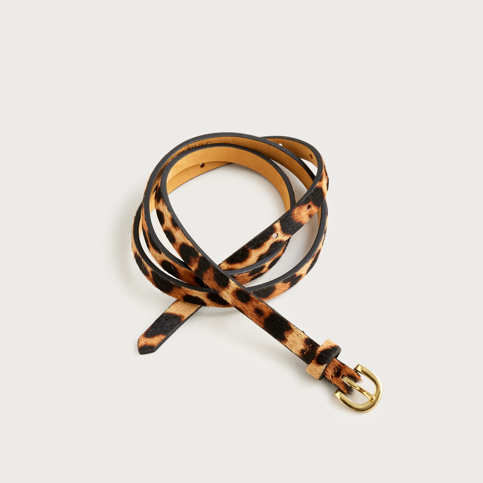 Skinny calf hair belt in leopard