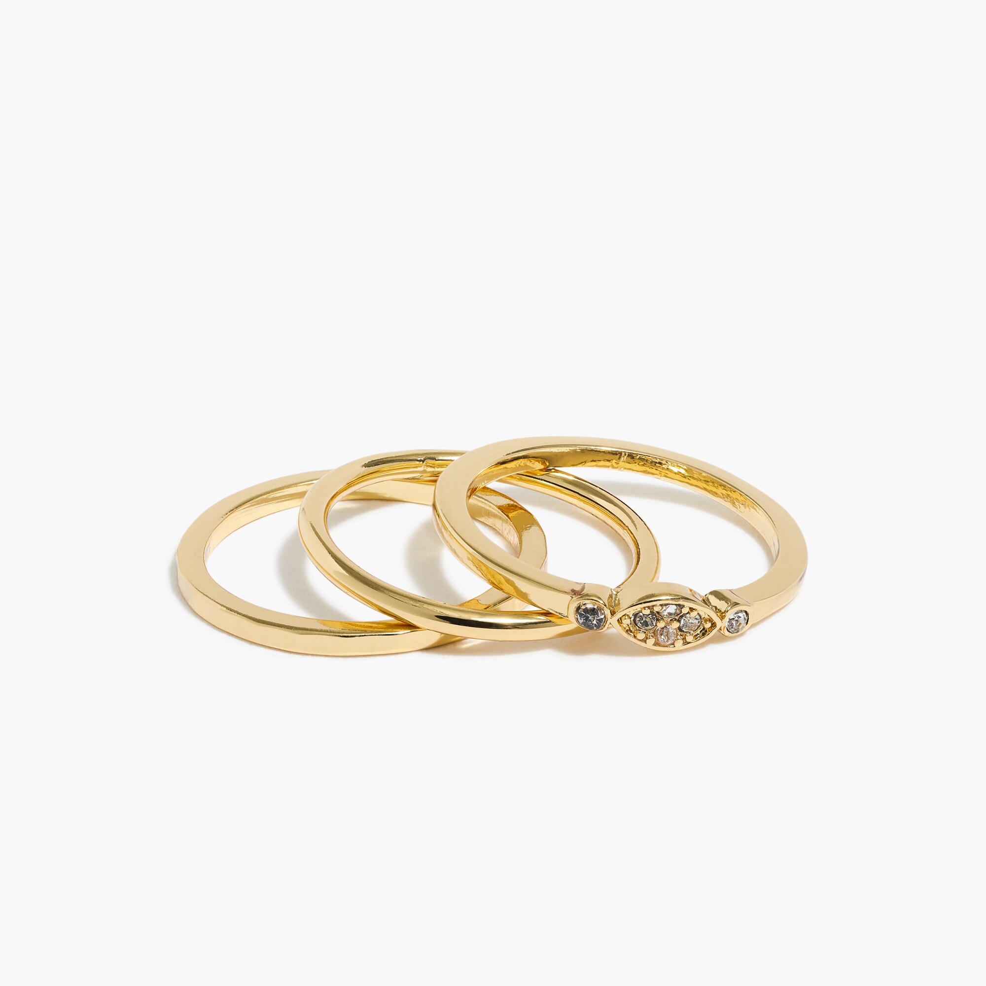 Set of three pavé and gold rings