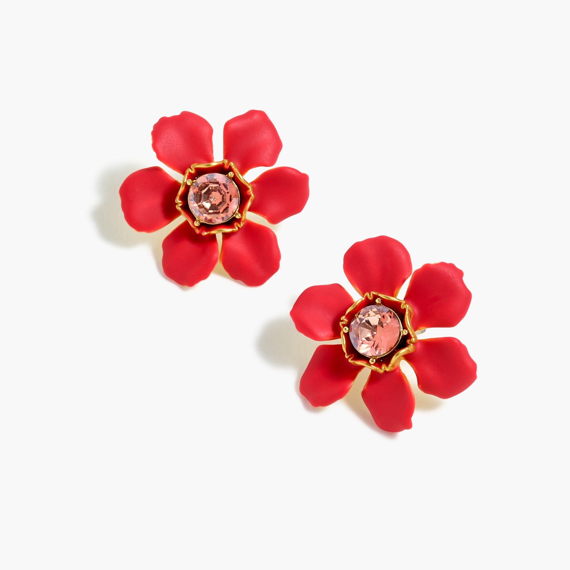 crystal floral stud earrings - women's jewelry, right side, view zoomed