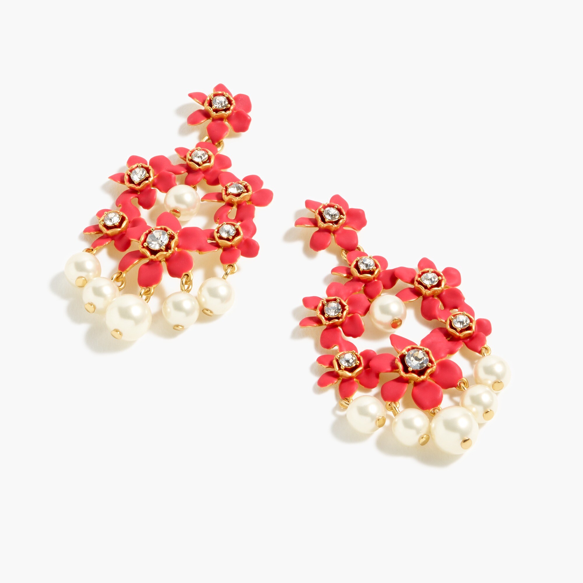 J.Crew Pearl And Crystal Floral Chandelier Earrings For Women