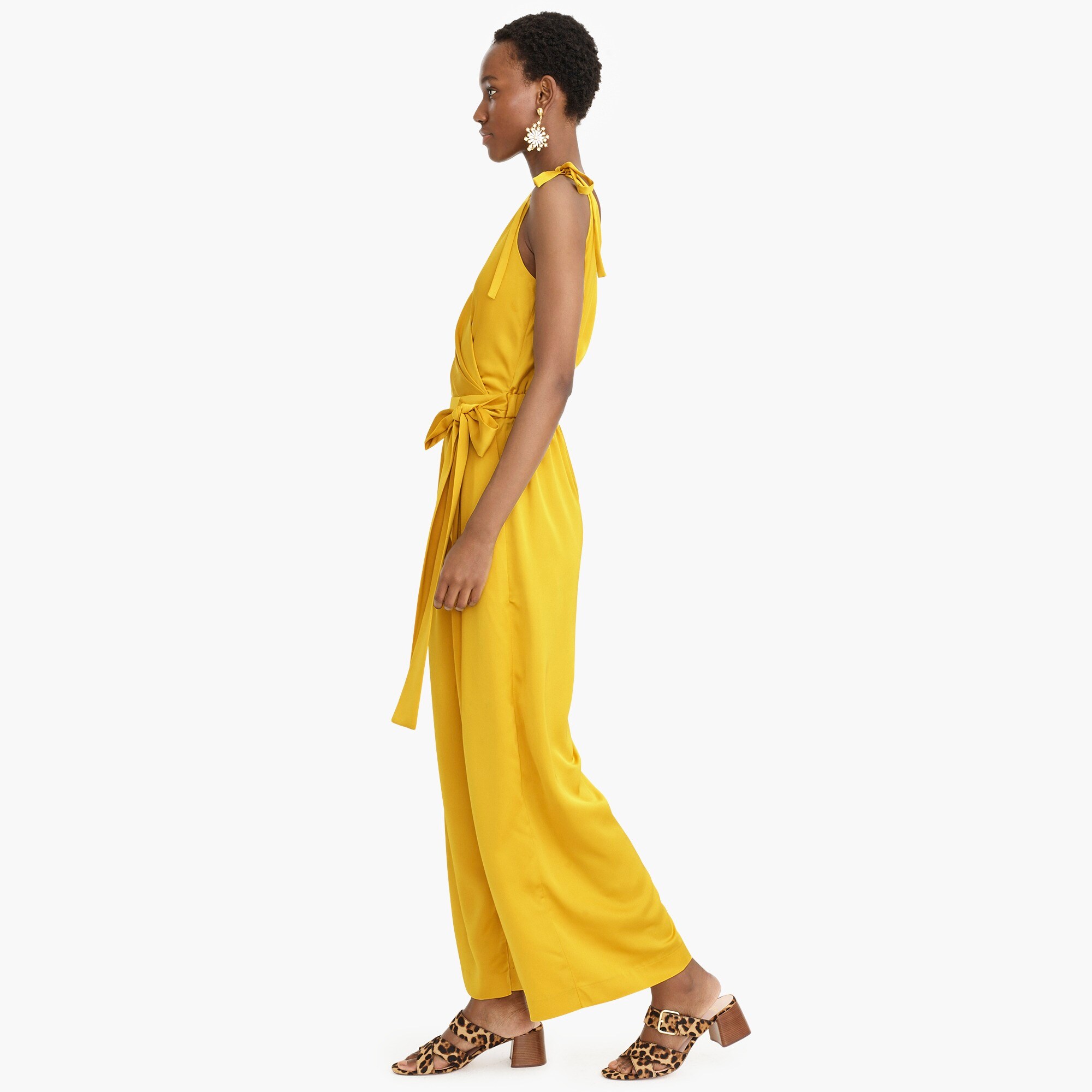 collection wide-leg jumpsuit in satin-crepe : women casual, right side, view zoomed