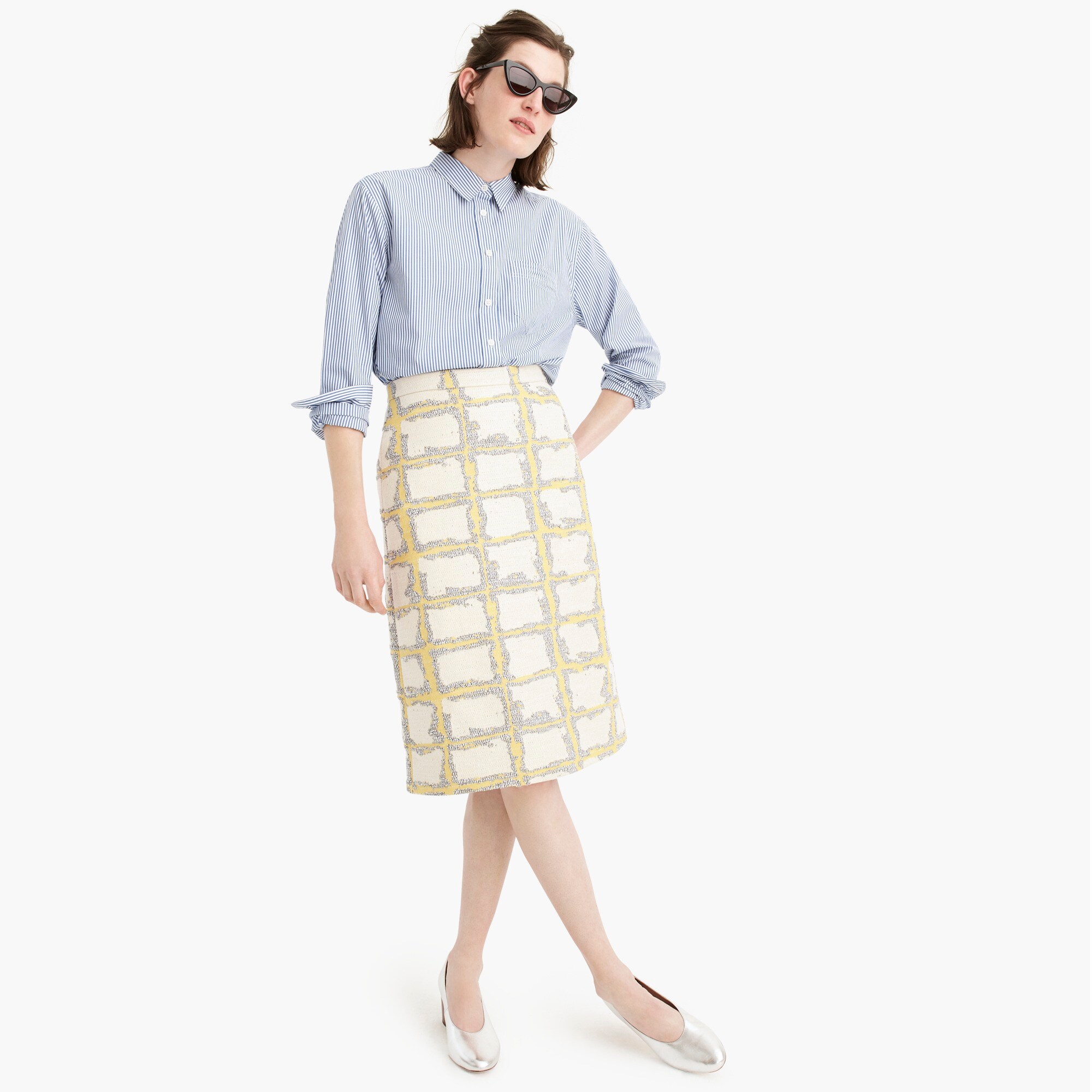 J.Crew Collection Pencil Skirt In Grid Jacquard