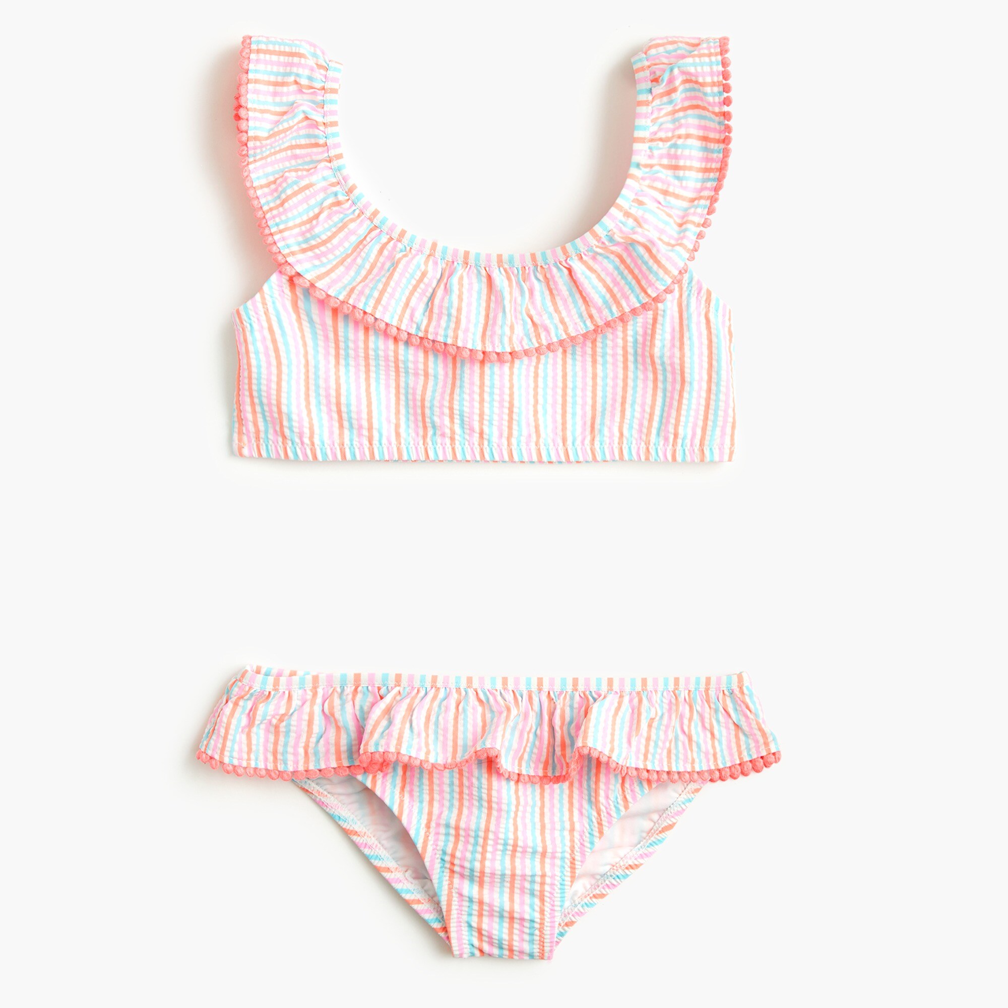 Girls' ruffle bikini set in seersucker