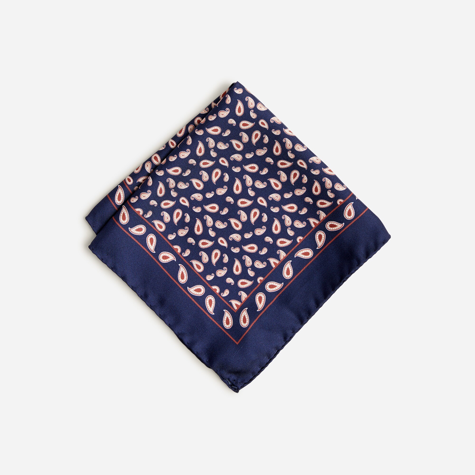 Italian silk pocket square in blue paisley