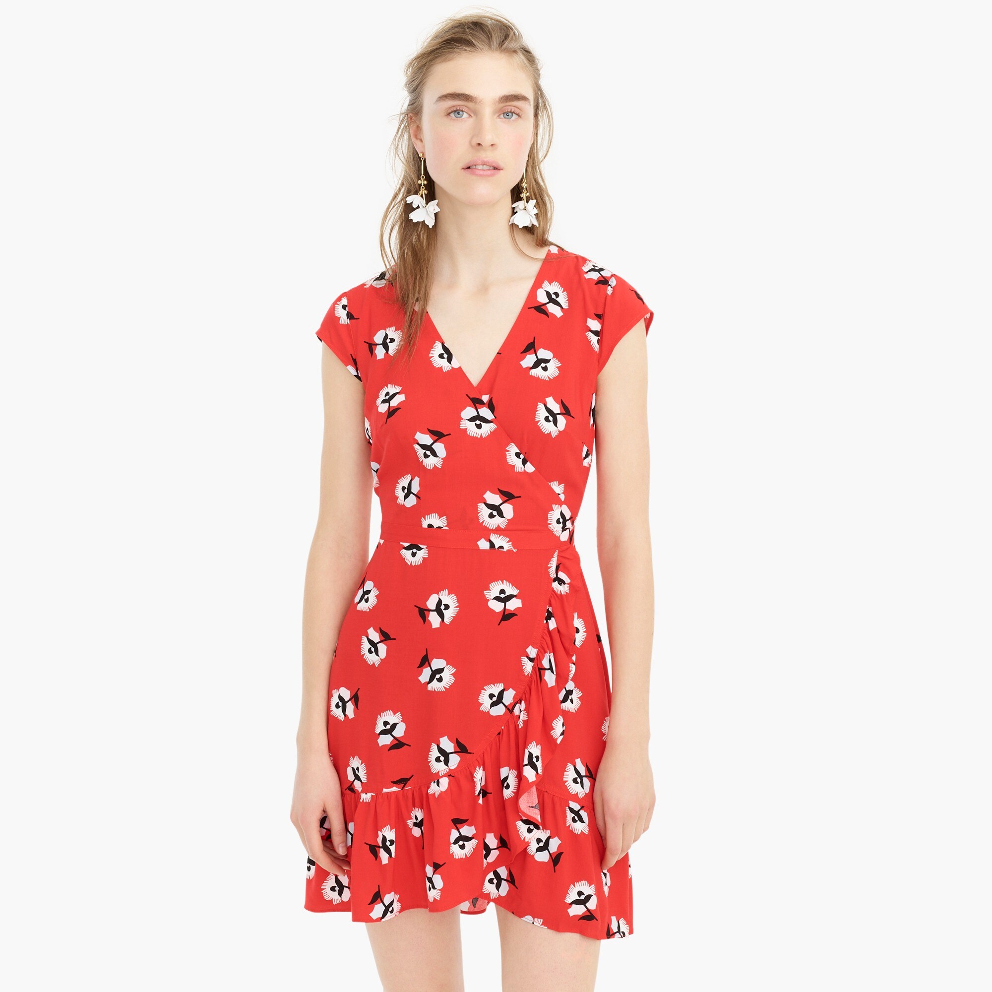 ruffle-front mini dress in dandelion floral : women dresses and jumpsuits, right side, view zoomed