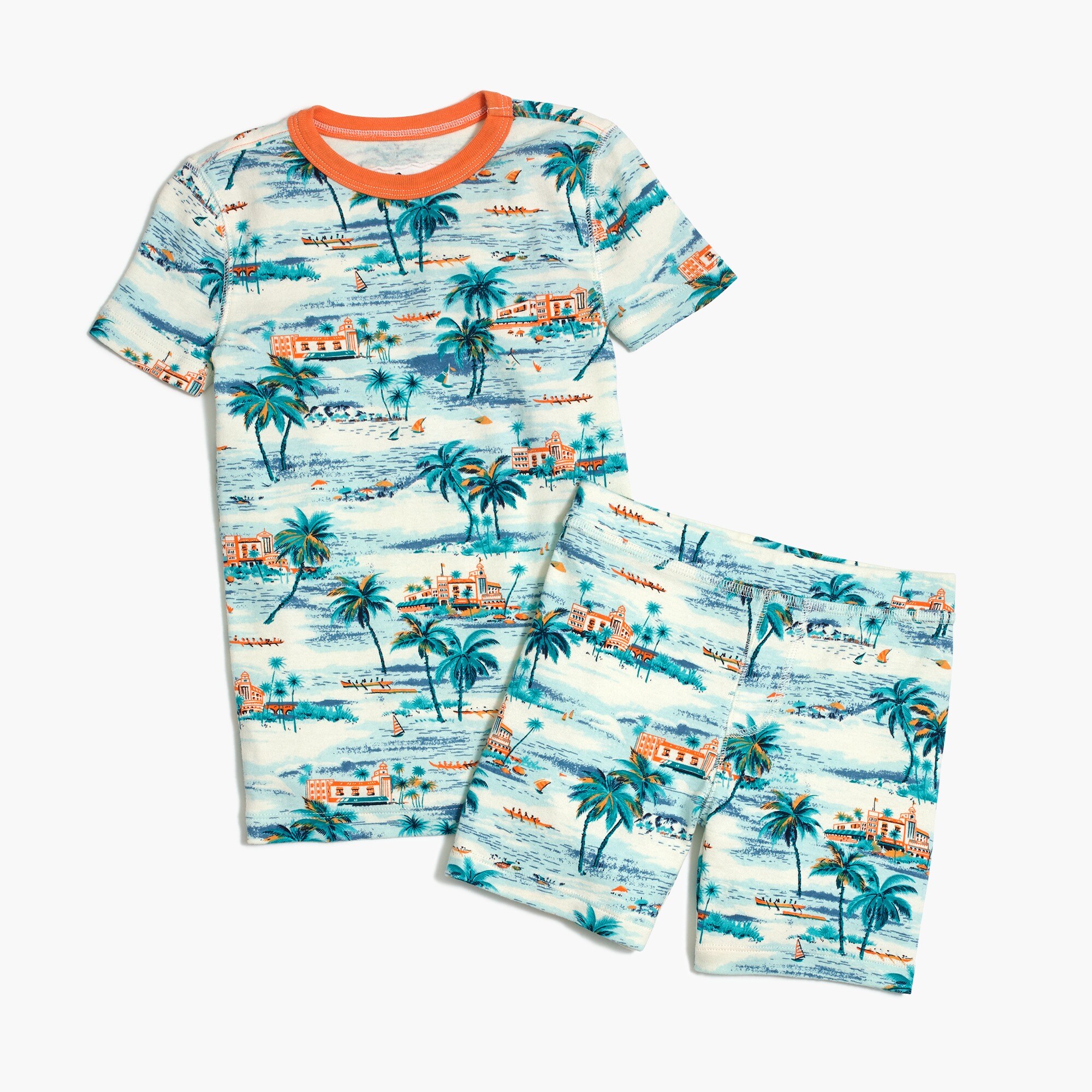 Kids' short-sleeve pajama set in palms