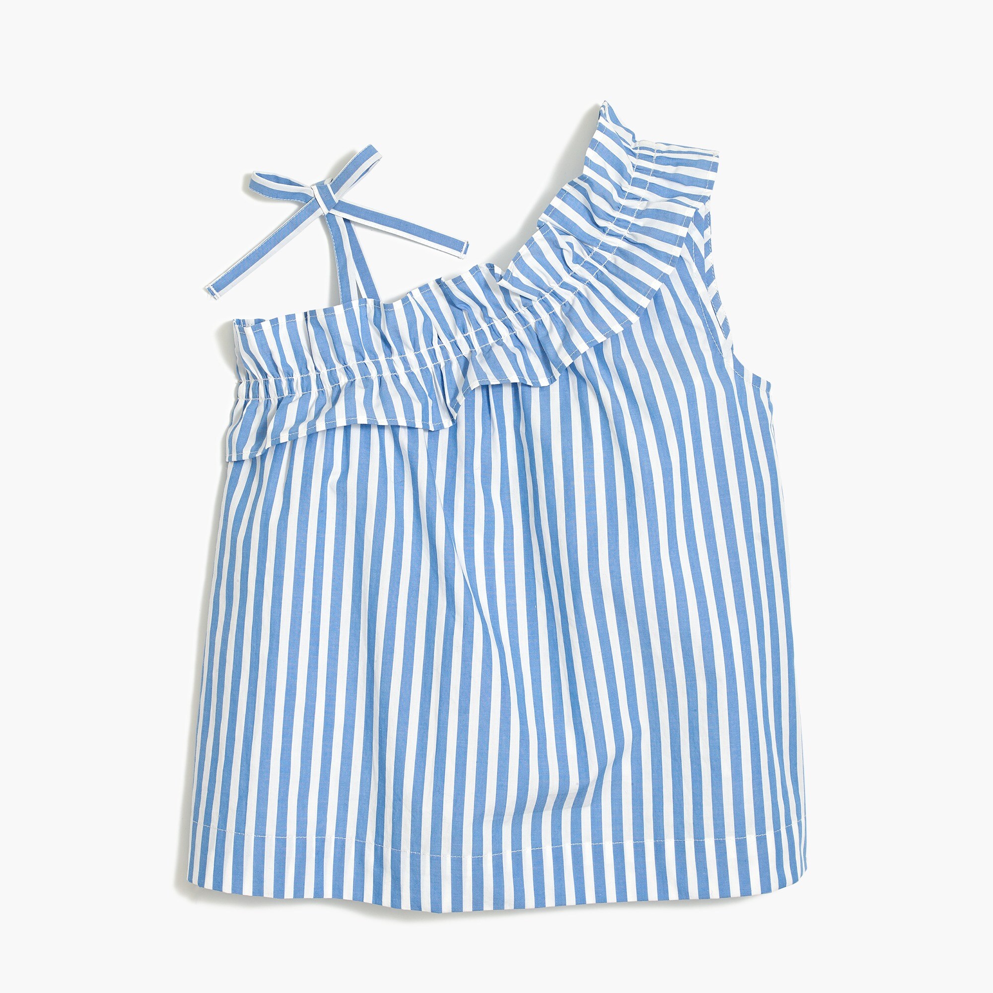 Girls' one-shoulder top in stripes
