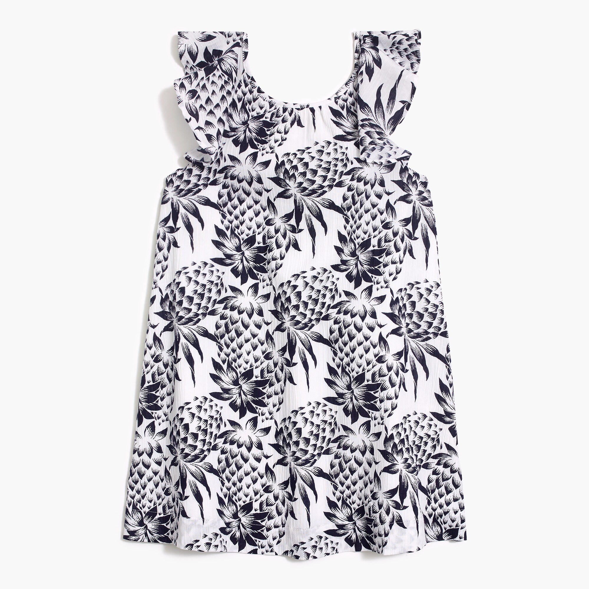Girls' flutter-sleeve dress in pineapple print