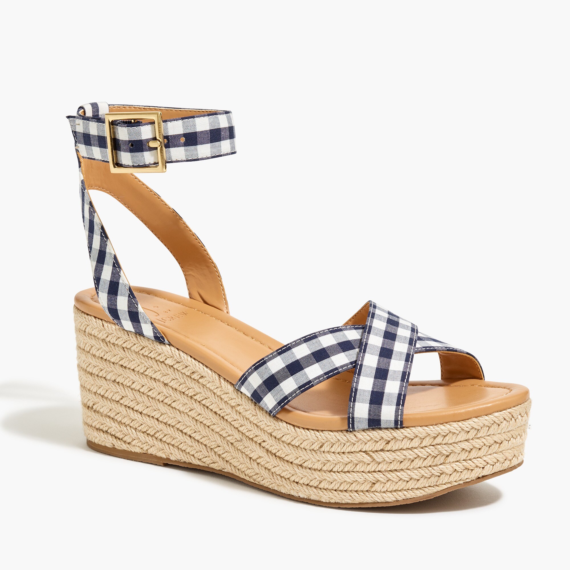 gingham flatform espadrilles for women