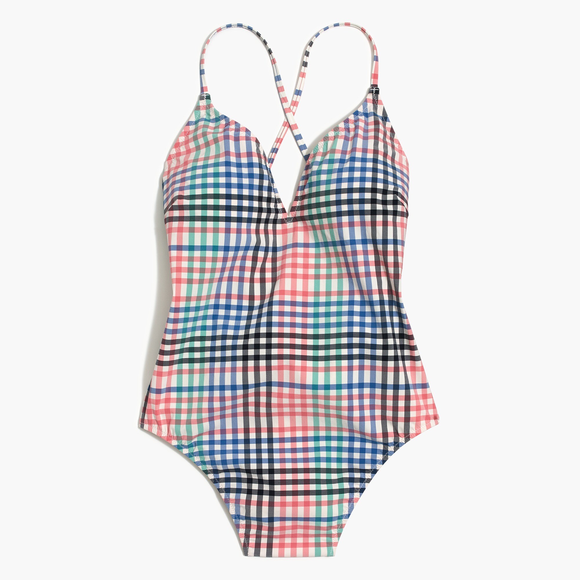 plaid lace-up one-piece swimsuit for women